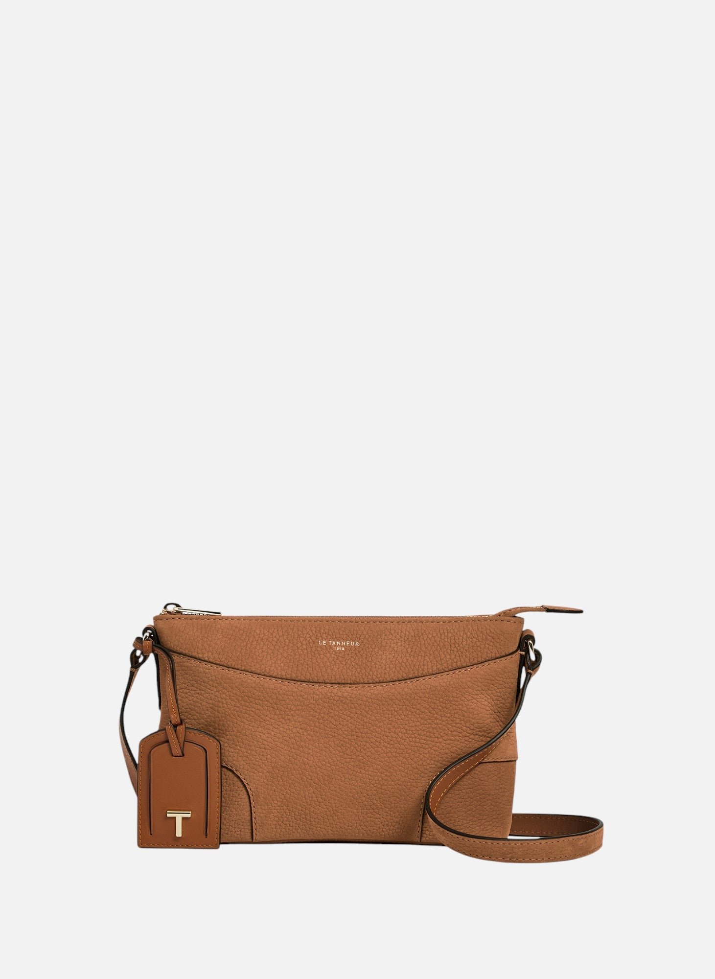 Petit sac bandoulière romy en cuir nubuck grainé LE TANNEUR Marron