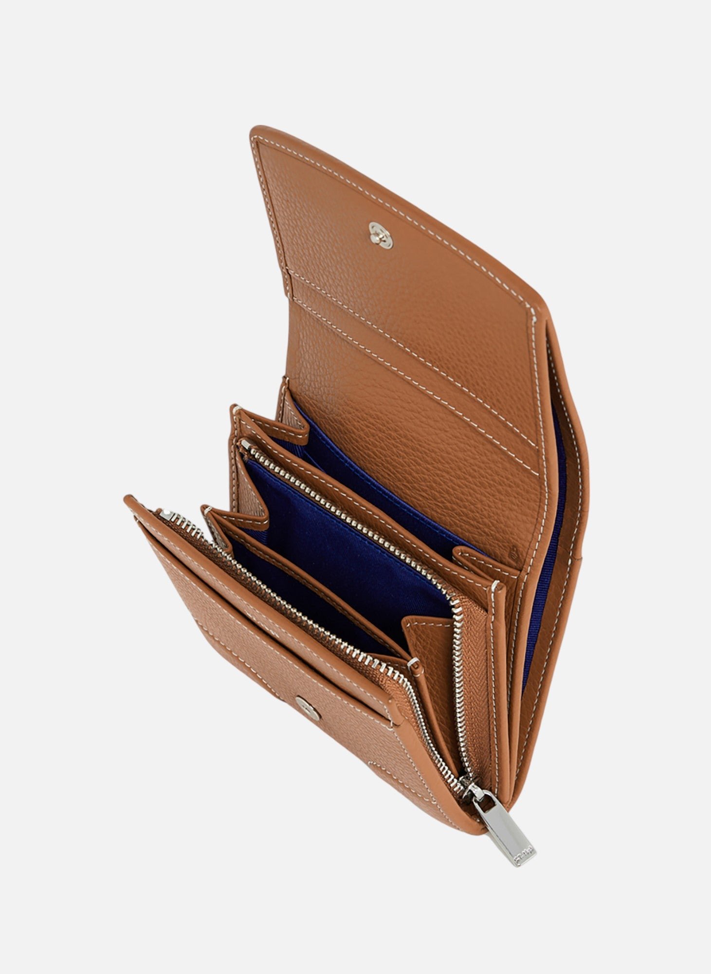 Porte monnaie à rabat romy en cuir grainé LE TANNEUR Marron