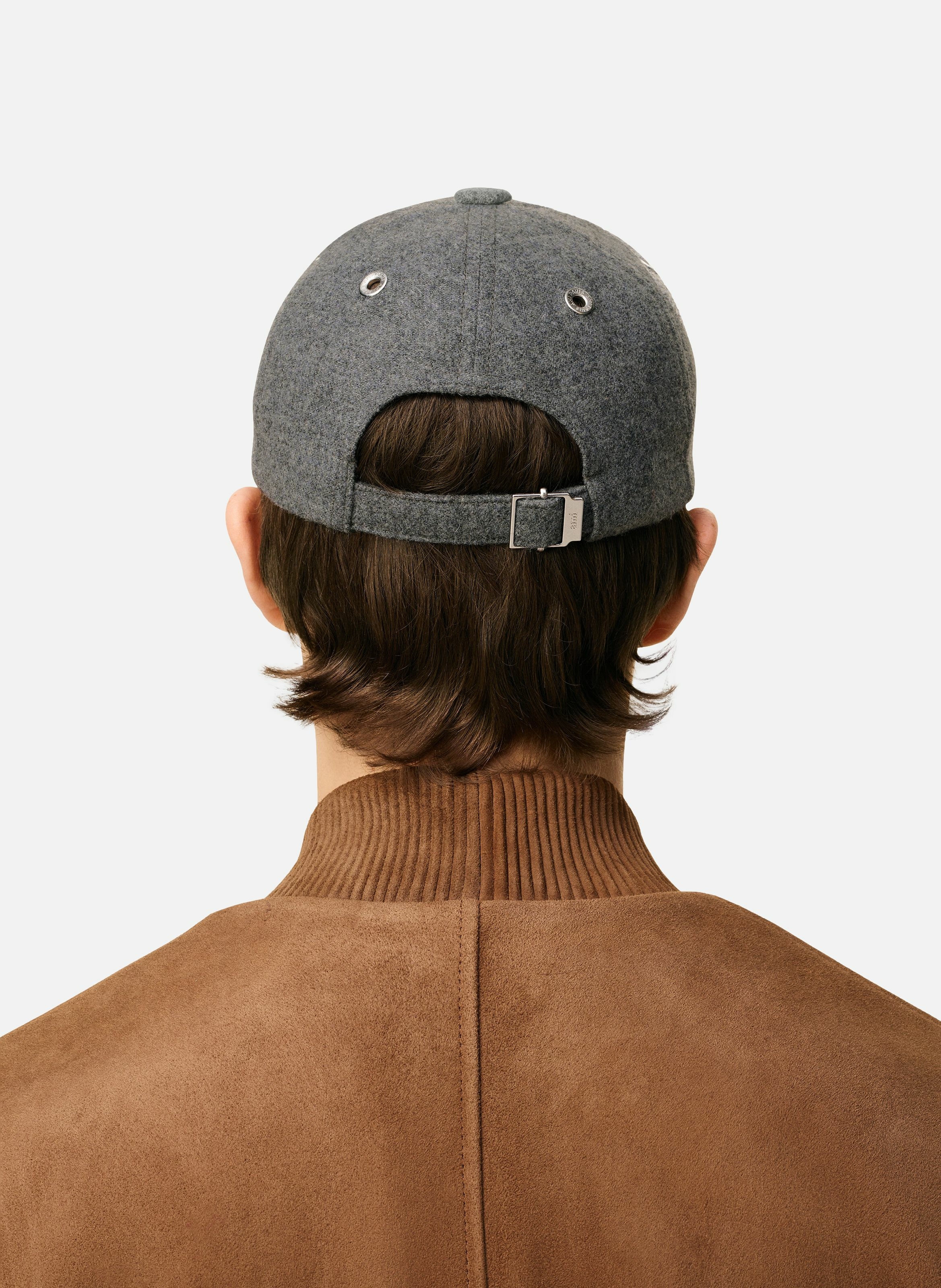Casquette ami de coeur embossé en laine unisexe AMI PARIS Gris