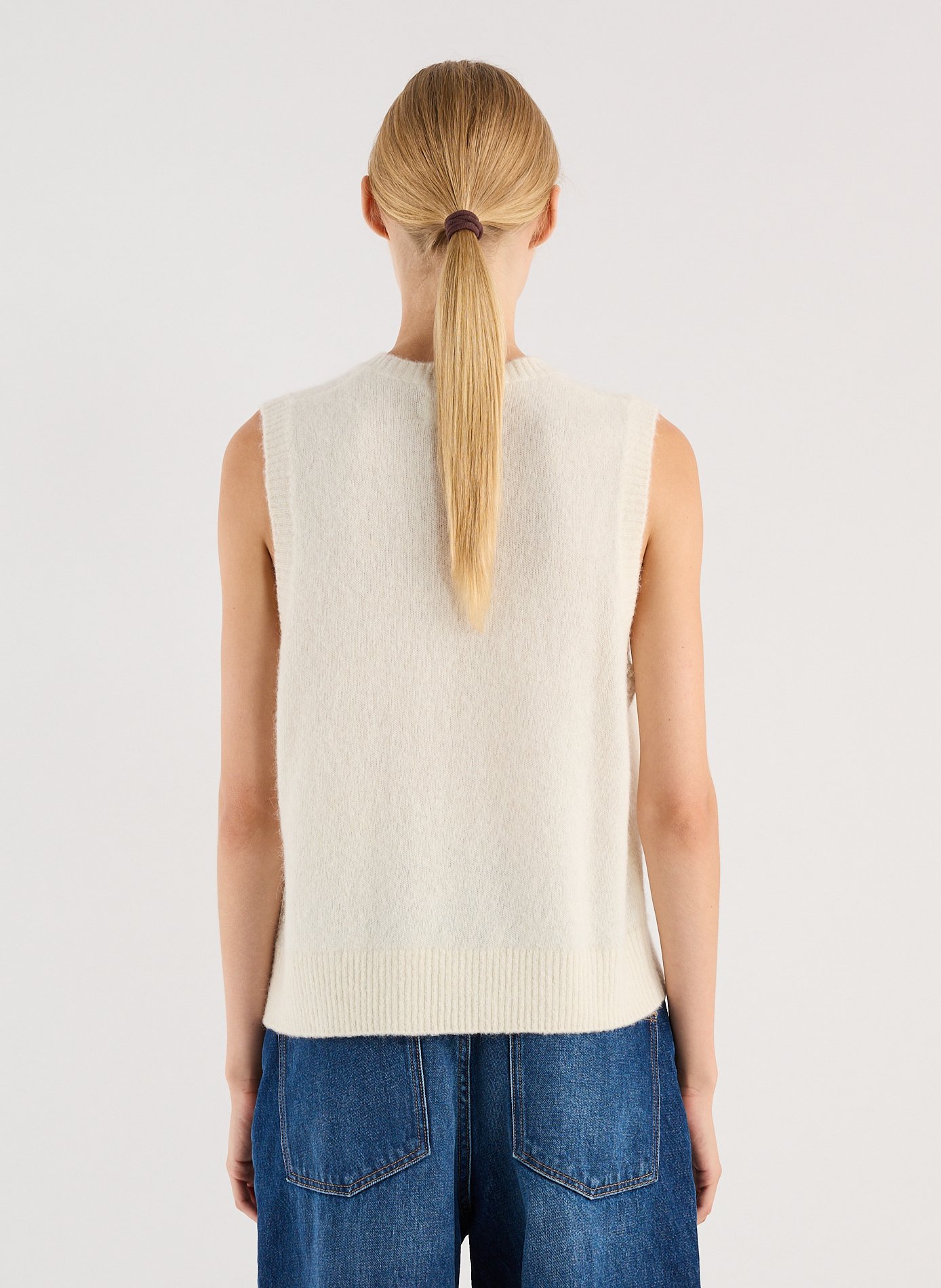 Pull sans manches en alpaga mélangé SAISON 1865 Beige