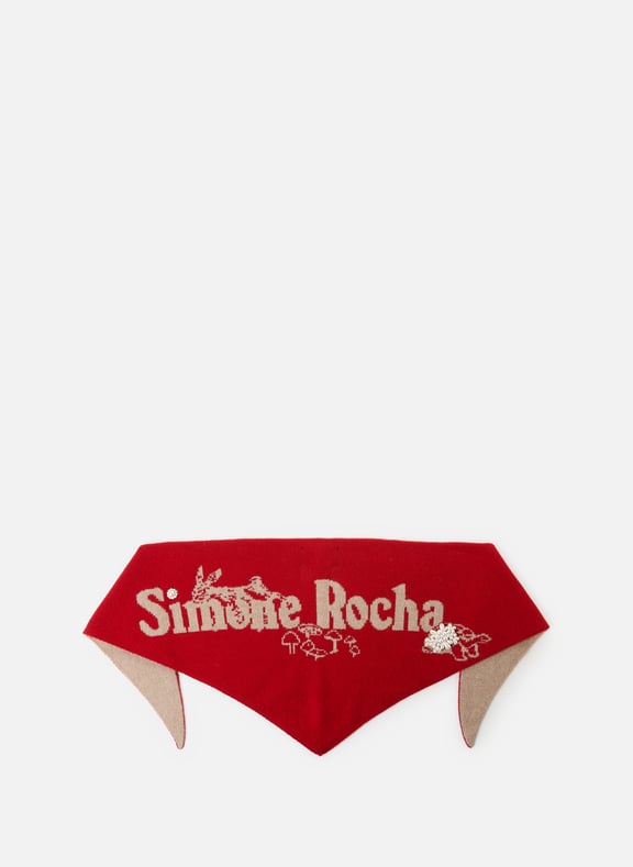 Knitted scarf with graphic logo in wool Multicolour by SIMONE ROCHA SIMONE ROCHA Knitted scarf with graphic logo in wool Multicolour