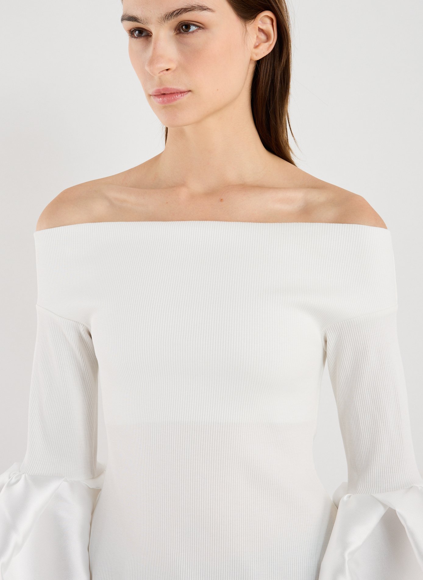 Haut à épaules dénudées et manches bouffantes en coton MARQUES ALMEIDA Blanc