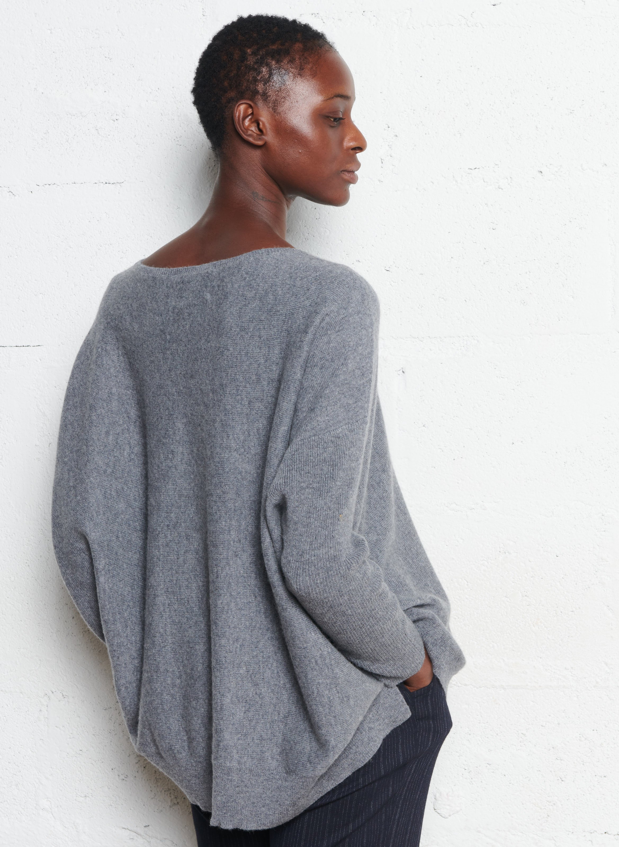 Pull ample col bateau en cachemire jessy KUJTEN Argent