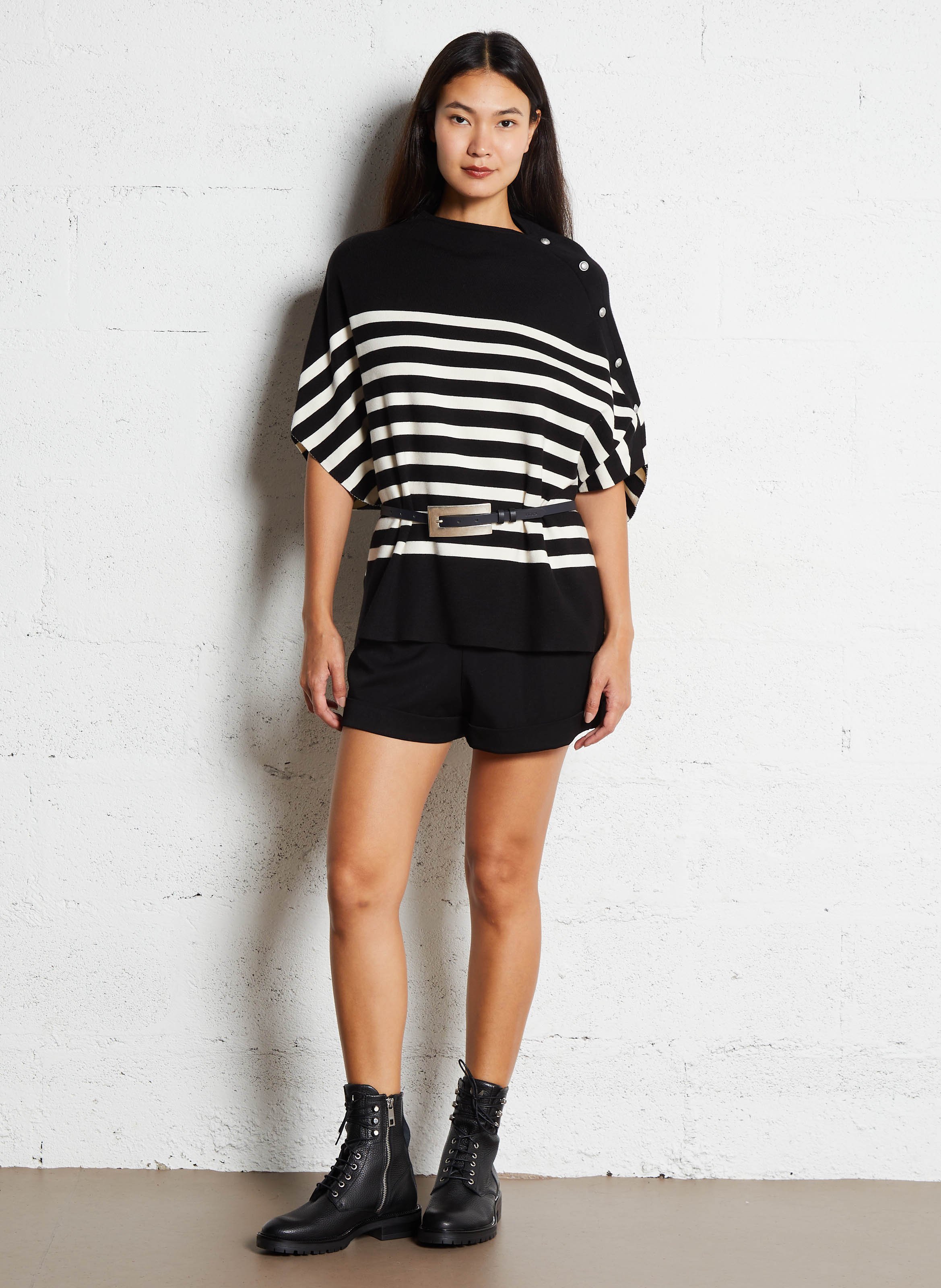 Cape rayée à boutons décoratifs IKKS Noir