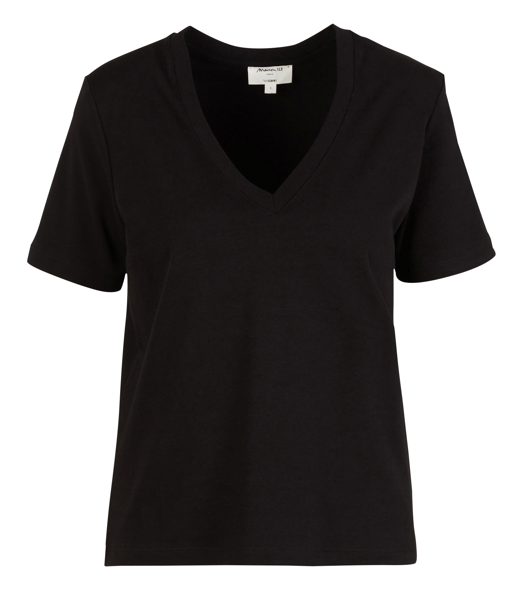 Tee-shirt droit col V en coton Dana MAISON 123 Noir