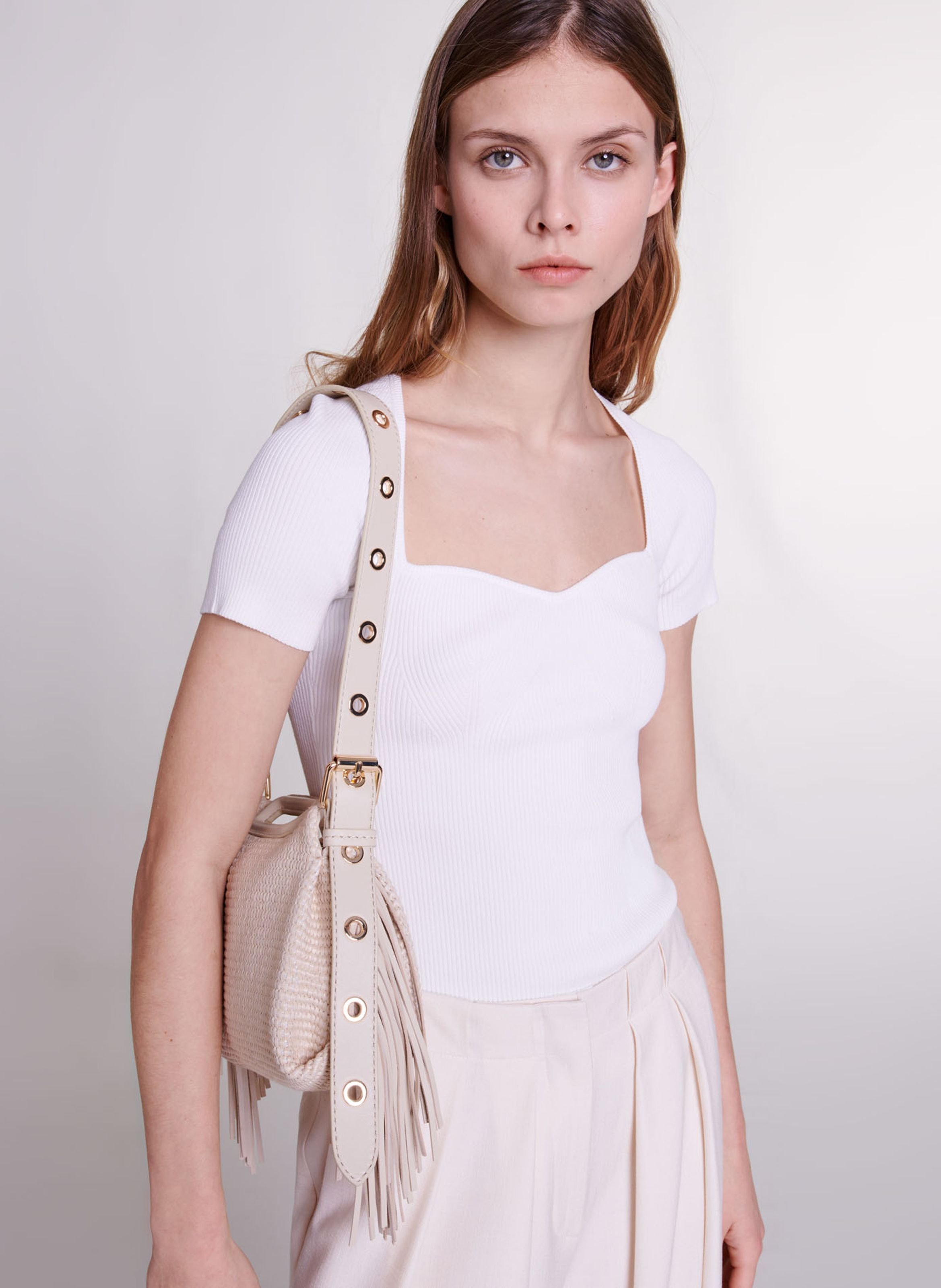 Top moulant en maille MAJE Beige