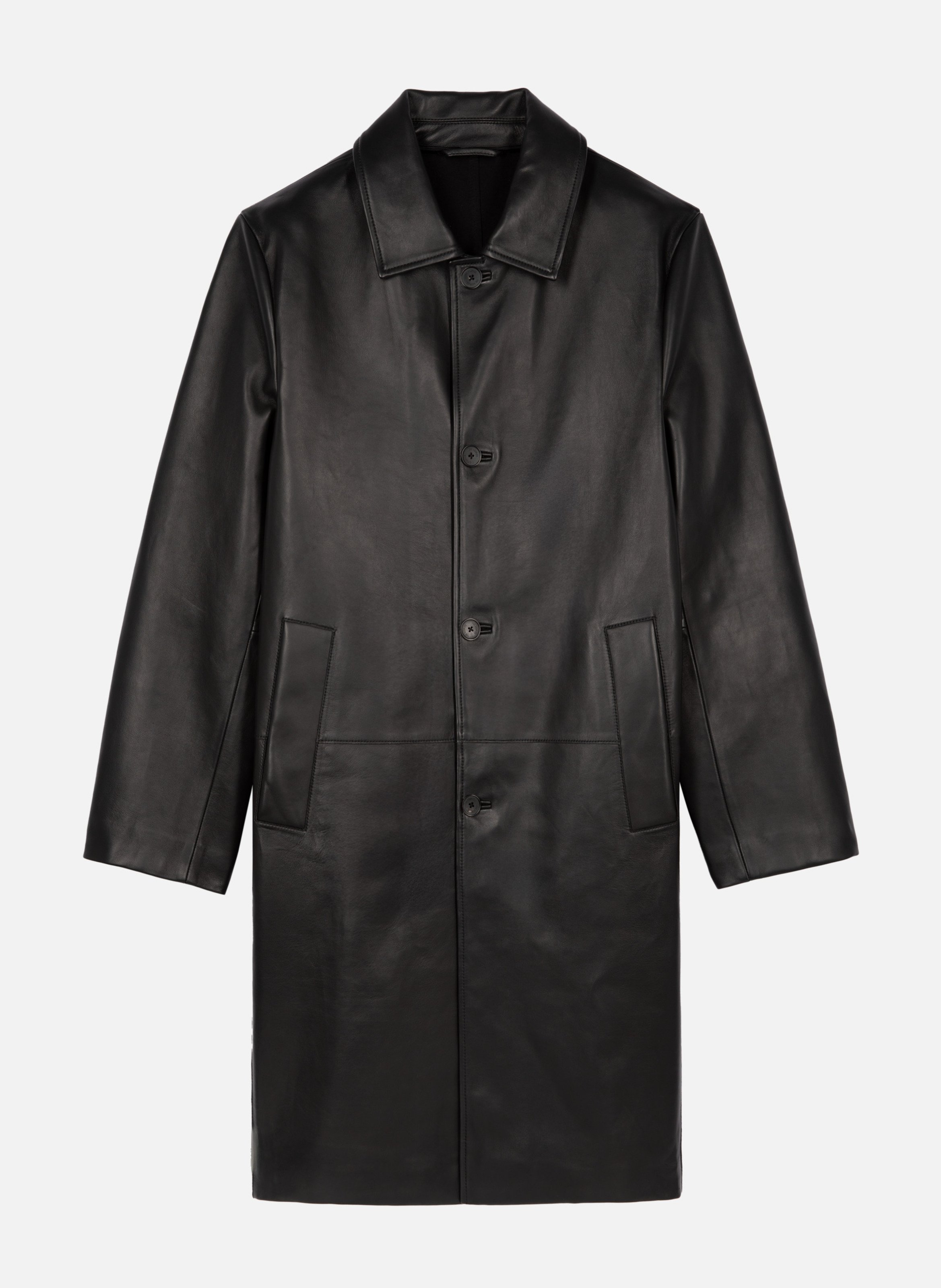 Manteau mi-long en cuir THE KOOPLES Noir