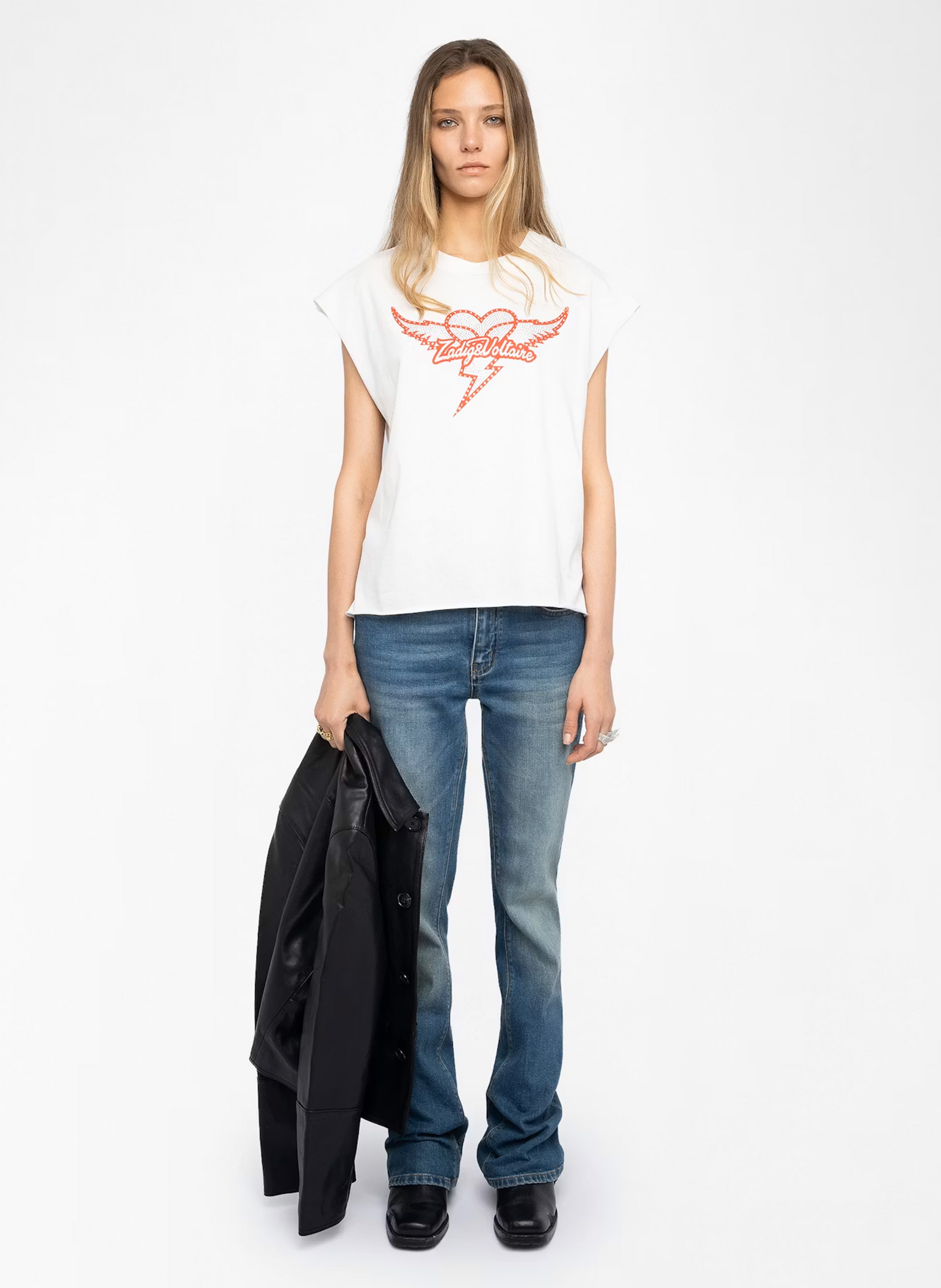 Tee-shirt col rond en coton cloe ZADIG&VOLTAIRE Blanc