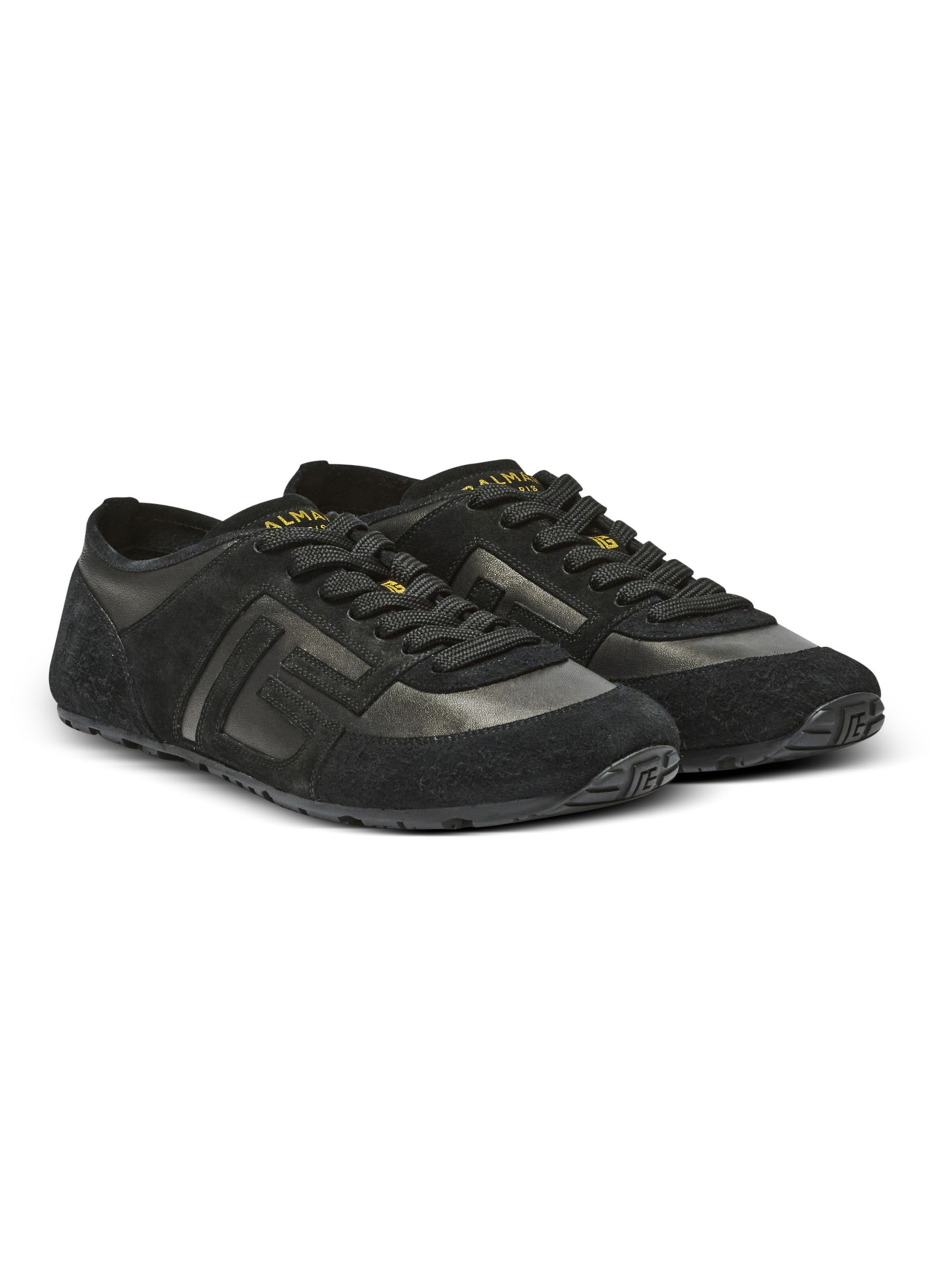 Baskets racer 45 en daim et agneau BALMAIN Noir