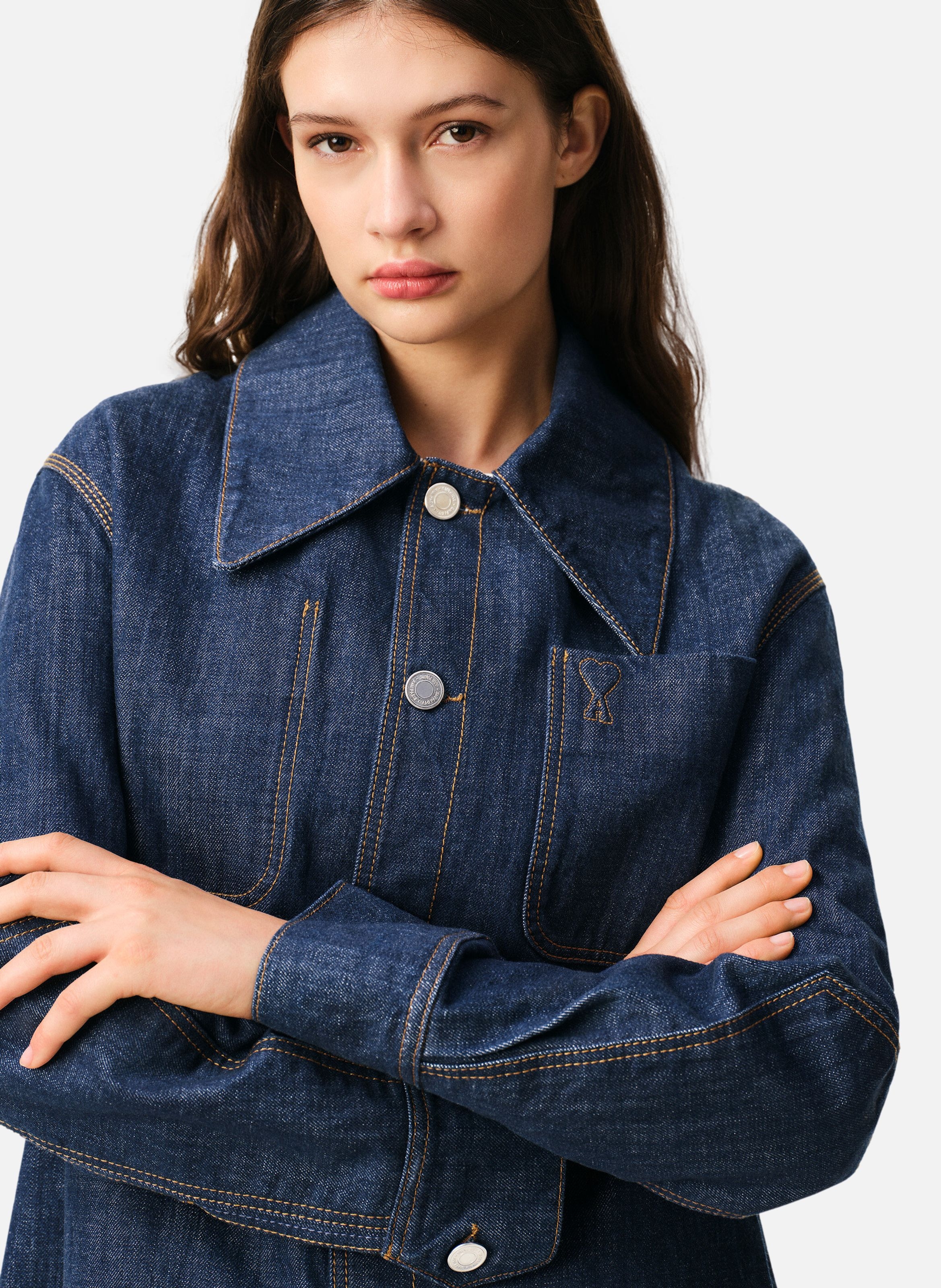 Surchemise worker ami de coeur unisexe en coton AMI PARIS Bleu