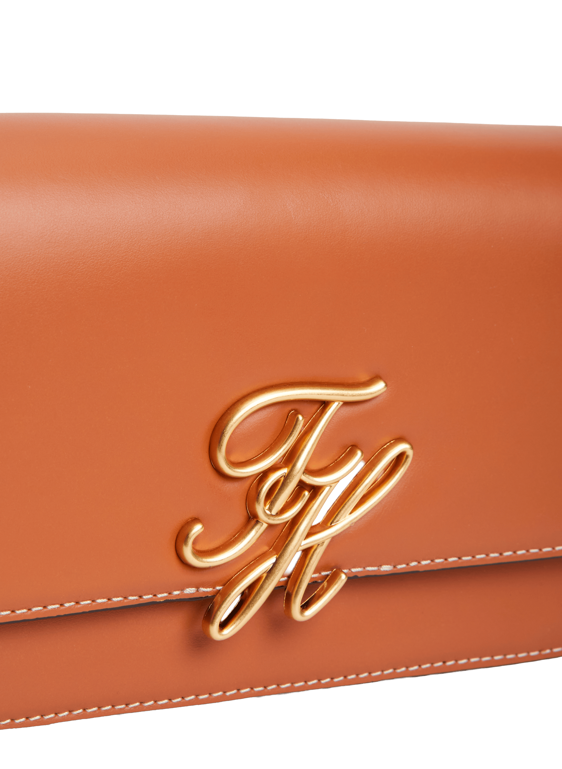 Logo leather shoulder bag TOMMY HILFIGER Brown