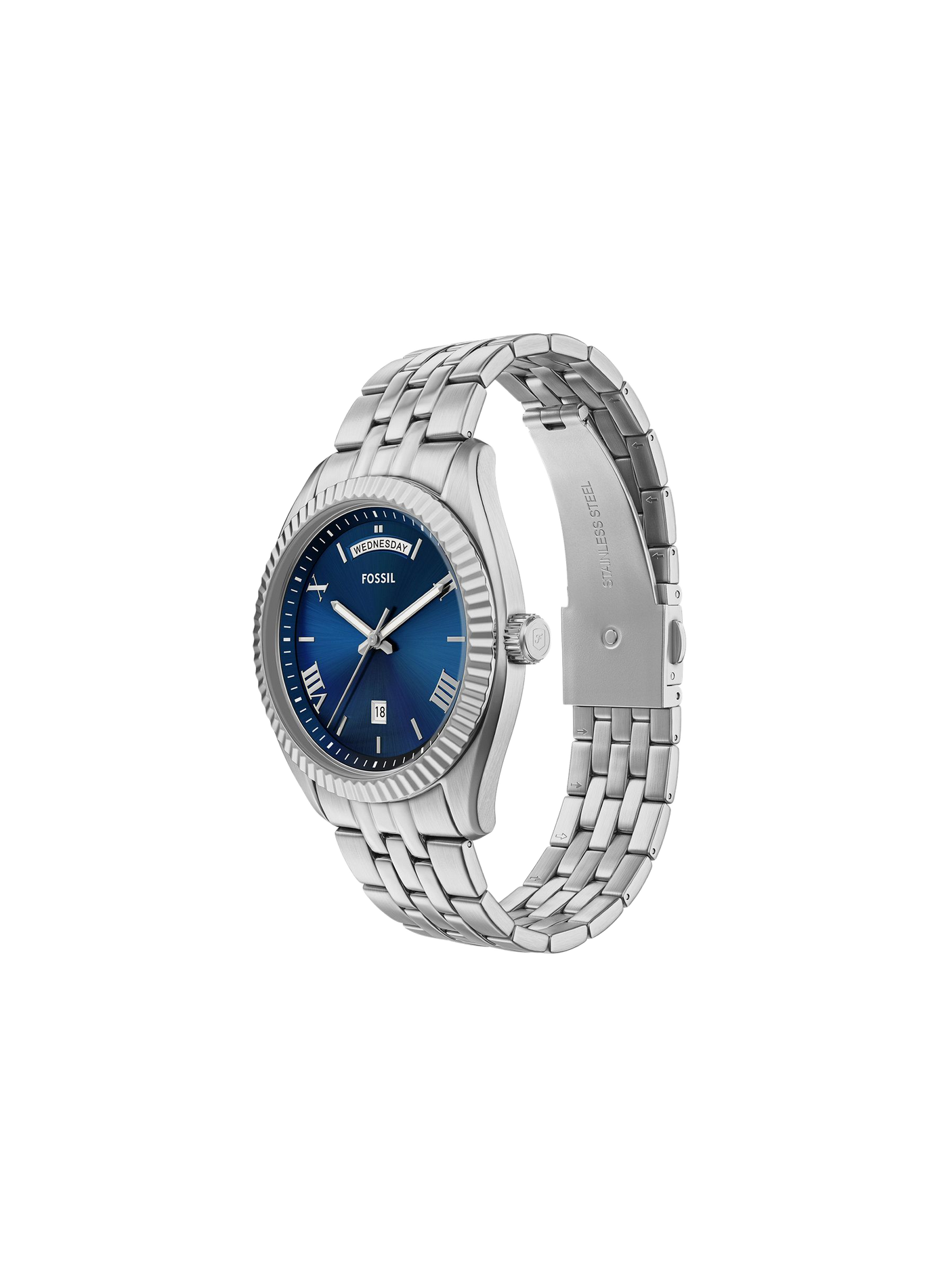 Montre Campbell en acier FOSSIL Bleu