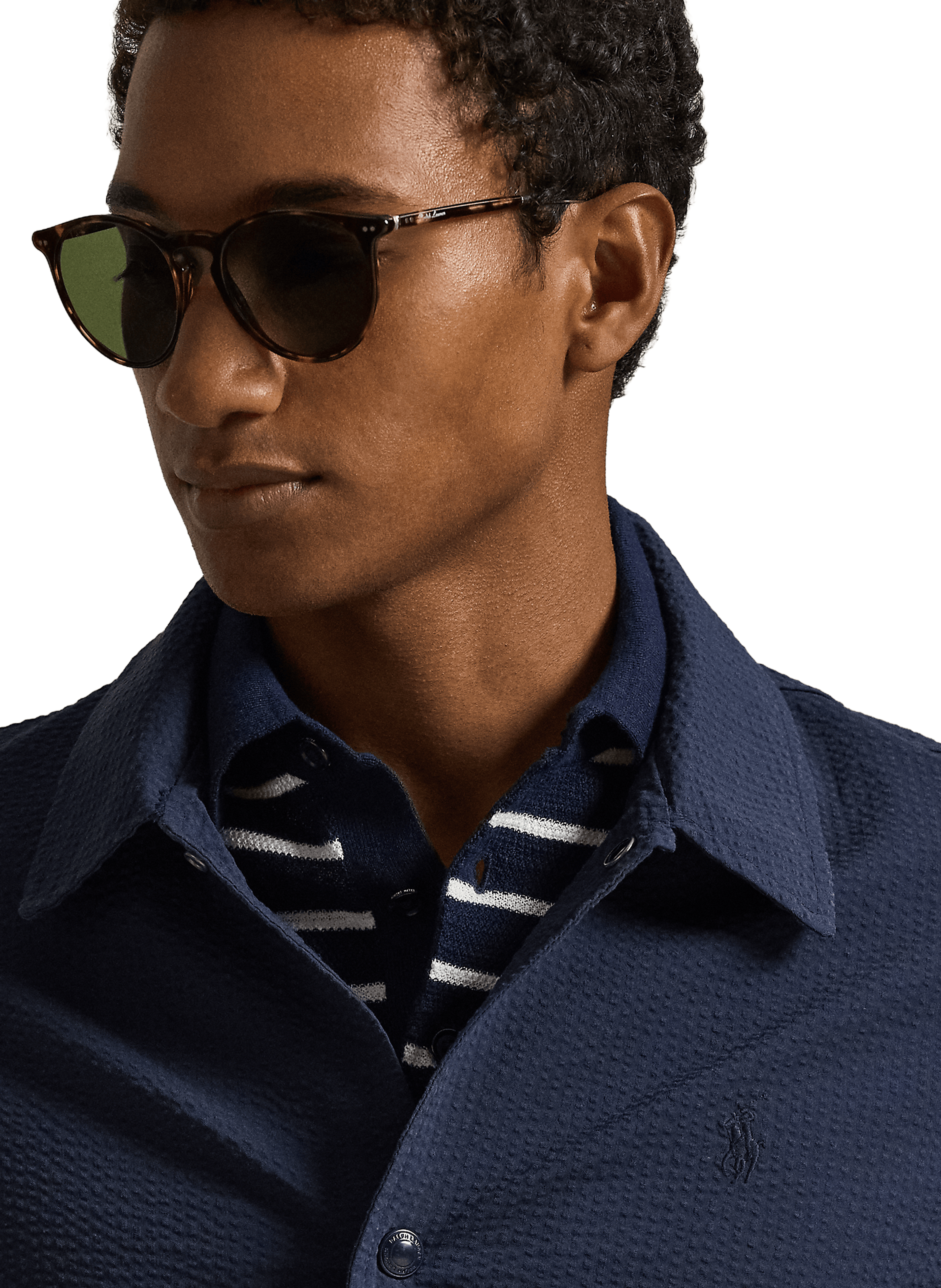 Straight Textured Cotton Blend Jacket POLO RALPH LAUREN Blue