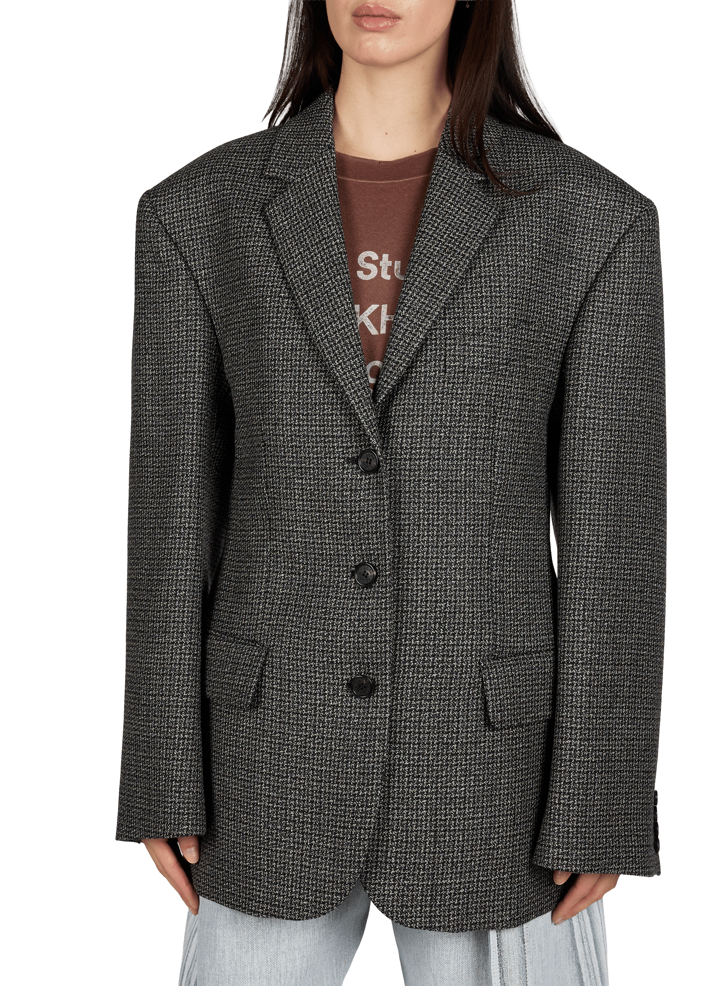 Veste de tailleur droite imprimée en laine  ACNE STUDIOS Multicolore