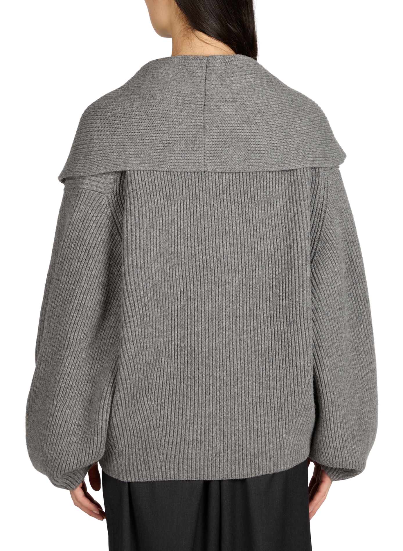 Cardigan à capuche en laine TOTEME Gris