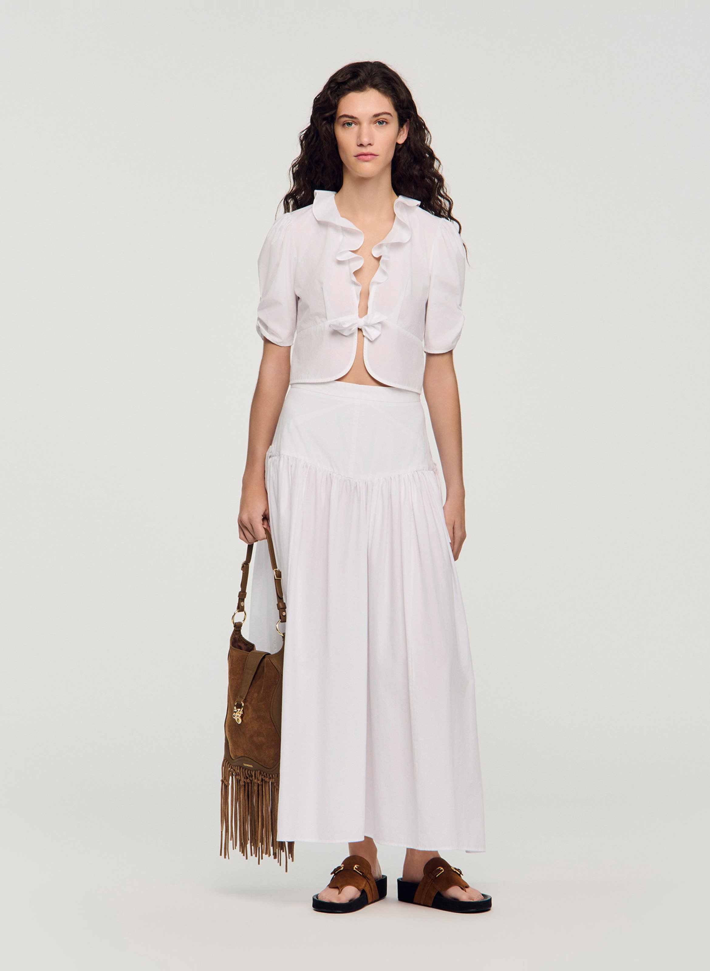 Top droit en coton SANDRO Blanc