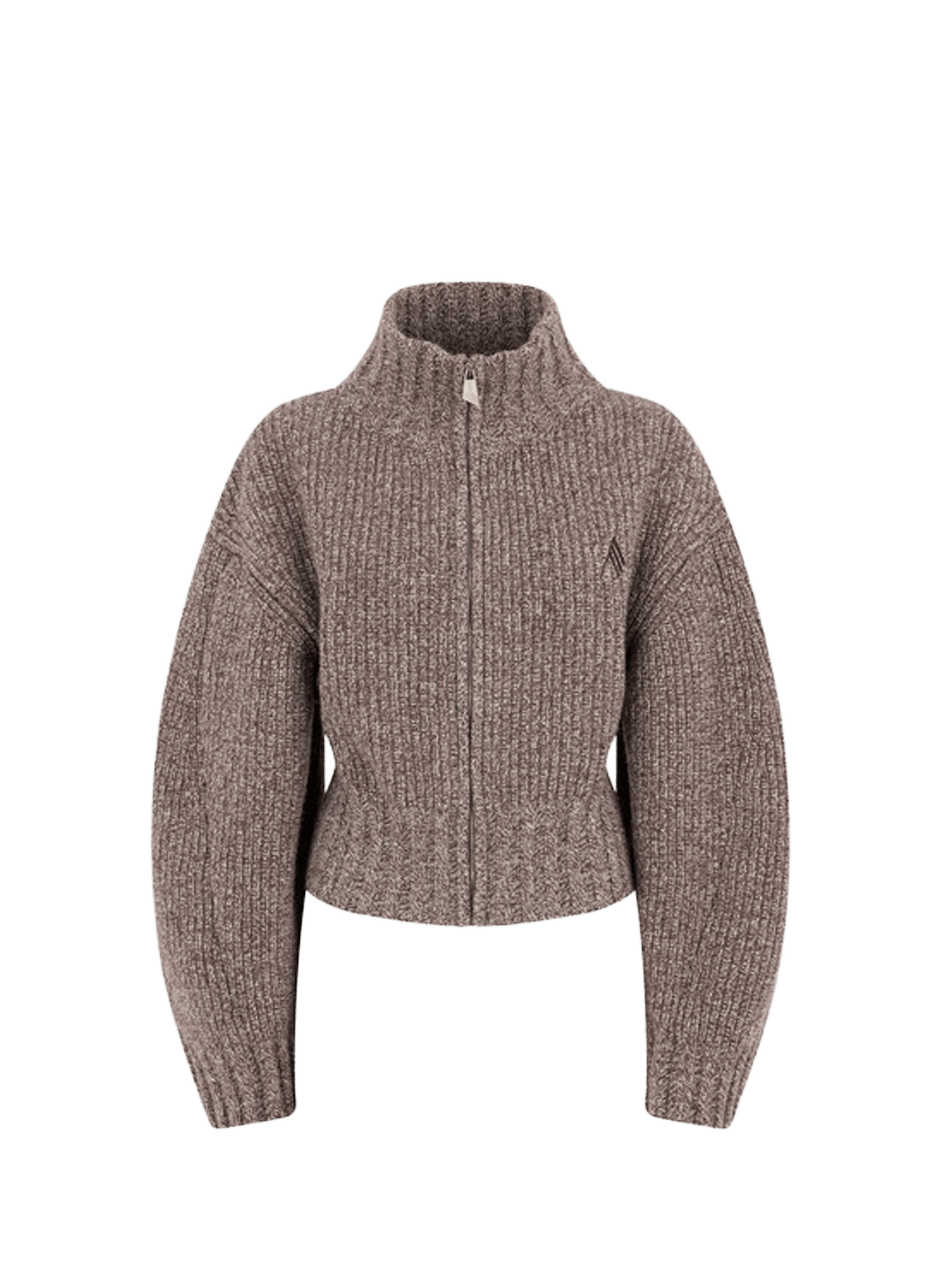 Cardigan cintré en laine vierge et cachemire THE ATTICO Marron