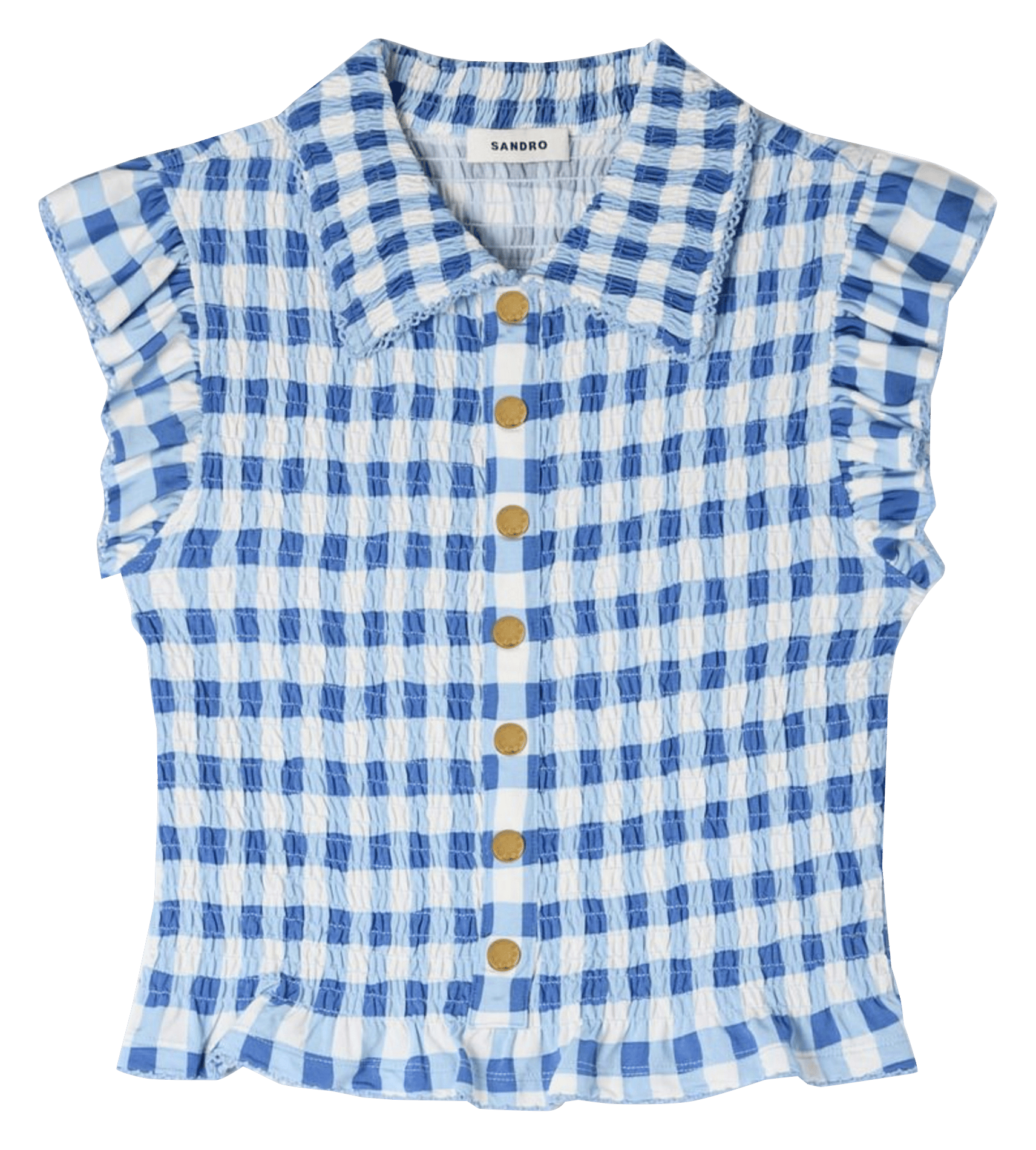 Top col classique à carreaux SANDRO Bleu