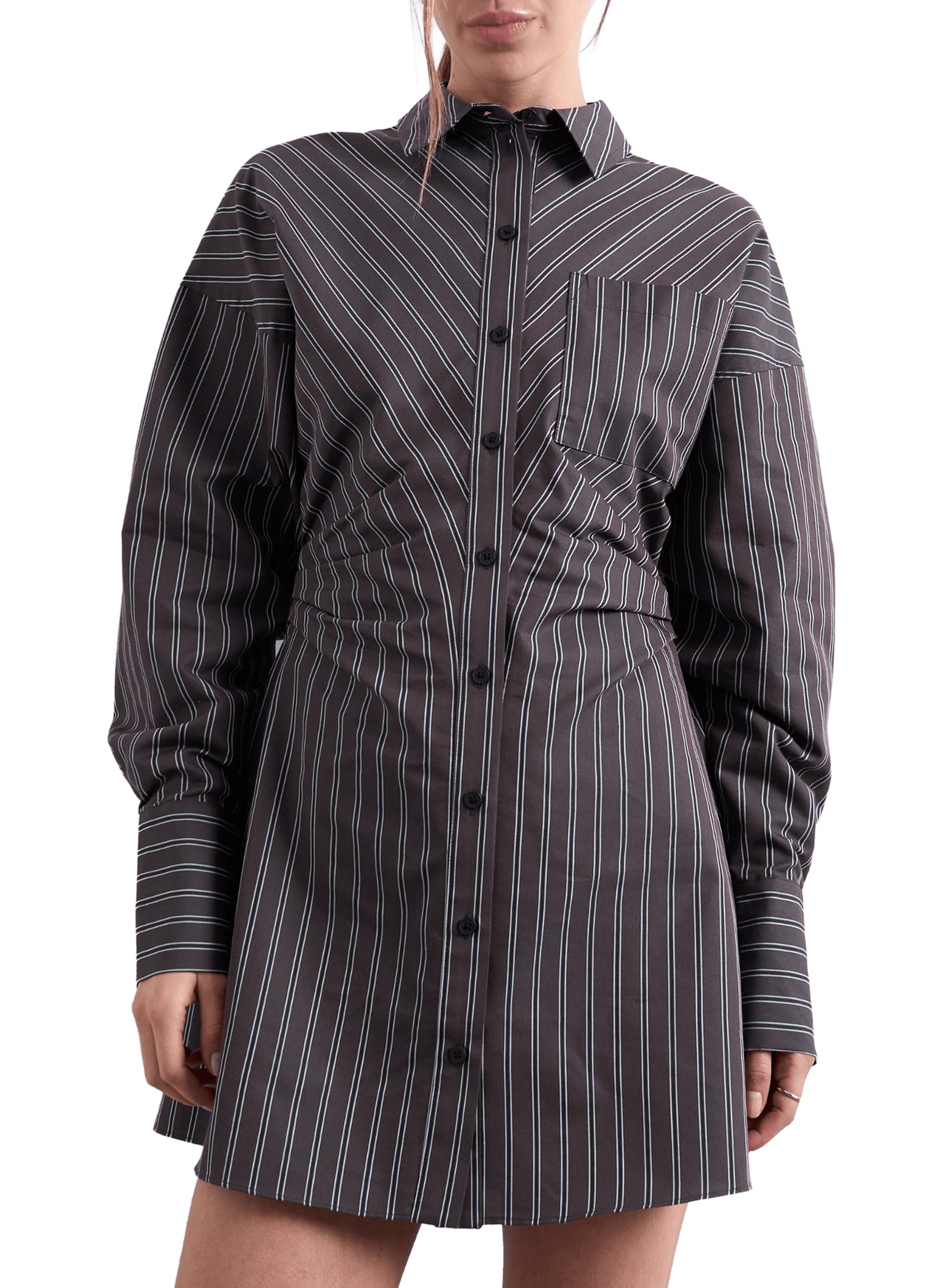 Fitted short dress with striped mixed cotton TOPSHOP Red