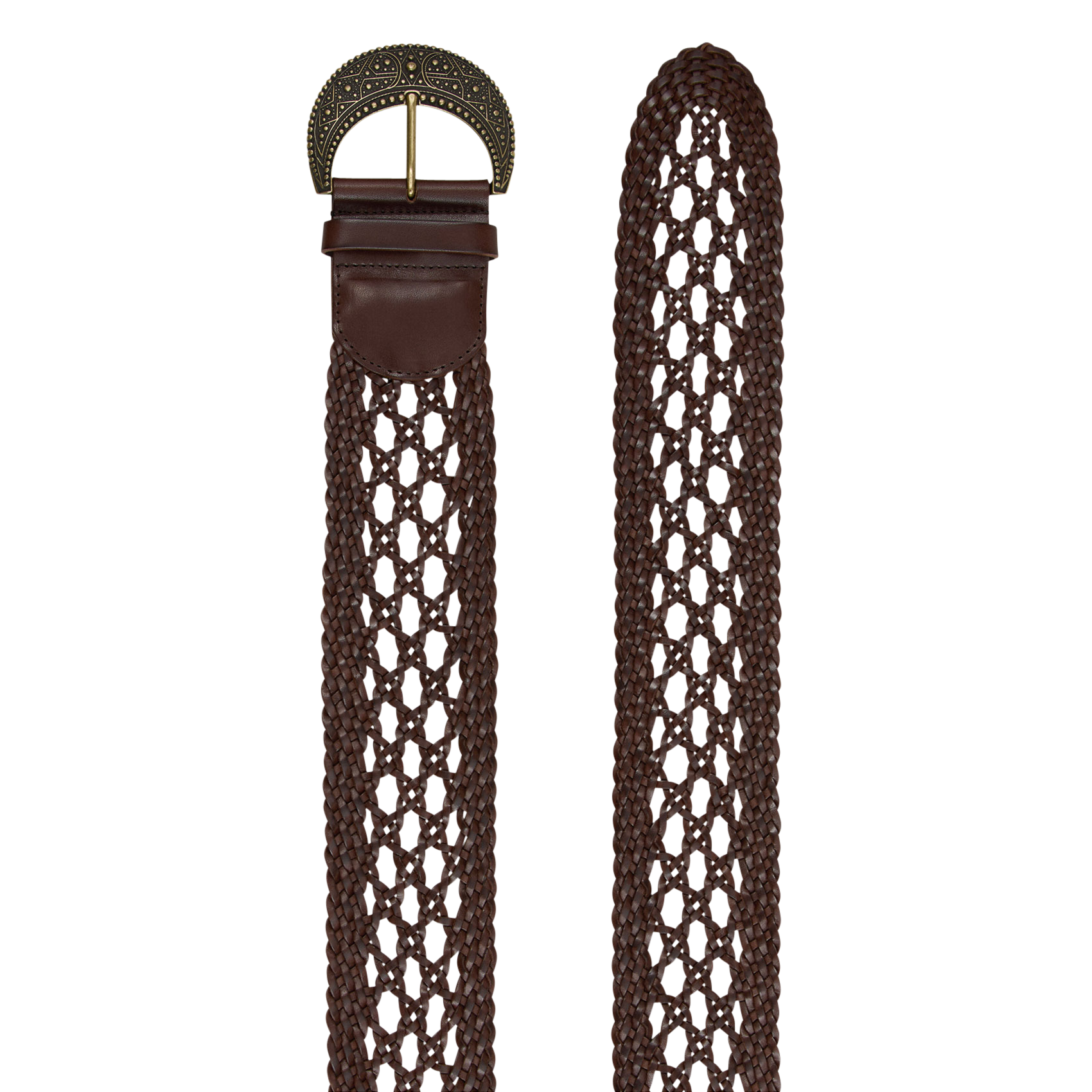 Ceinture tressée à boucle en cuir balmy BA&SH Marron