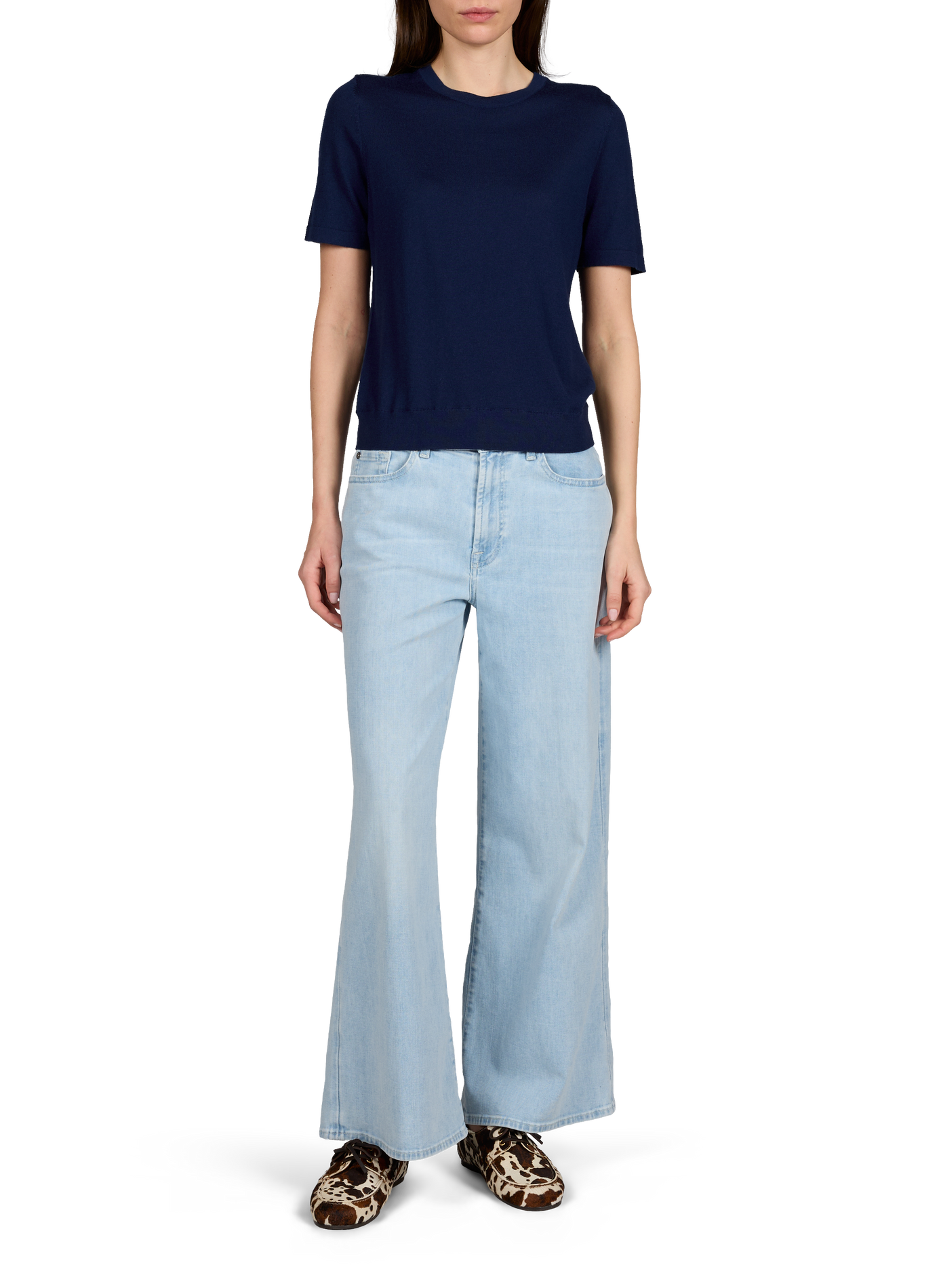 Jean large Lotta Ankle en coton mélangé 7 FOR ALL MANKIND Bleu