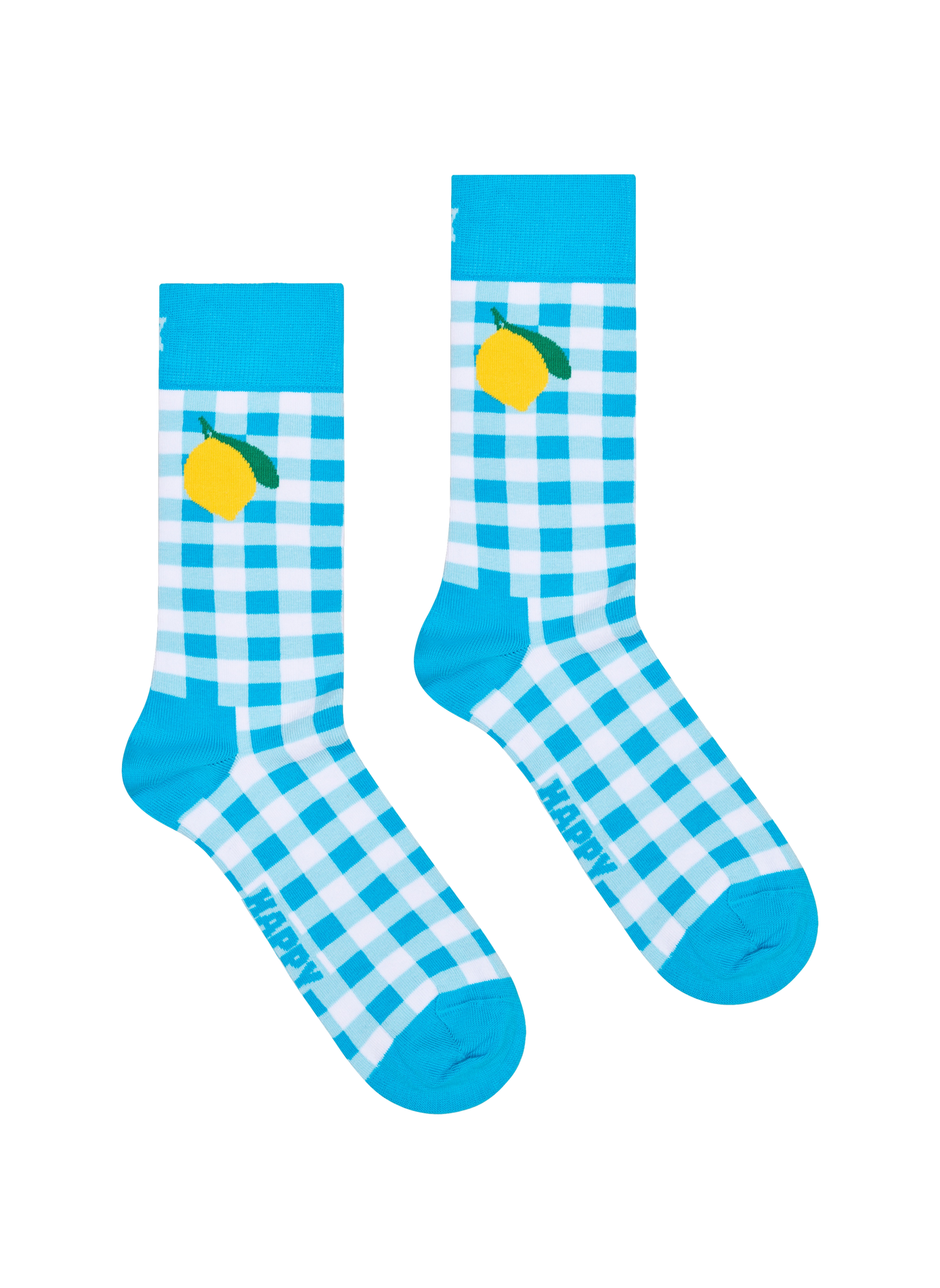 Chaussettes mi-hautes à carreaux en coton mélangé HAPPY SOCKS Bleu