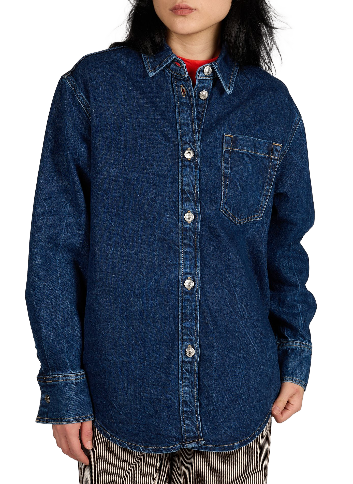 Veste denim col classique en coton TOPSHOP Bleu