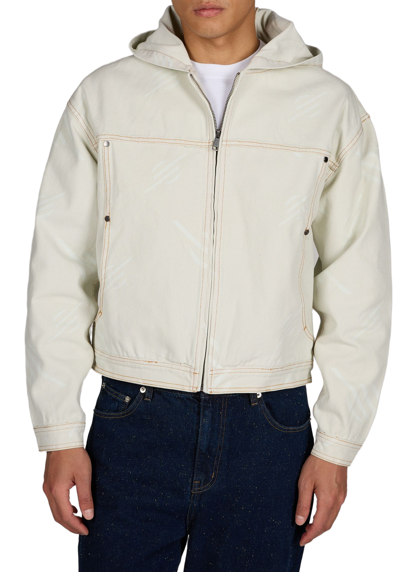 Oversized hooded cotton printed jacket DAILY PAPER White