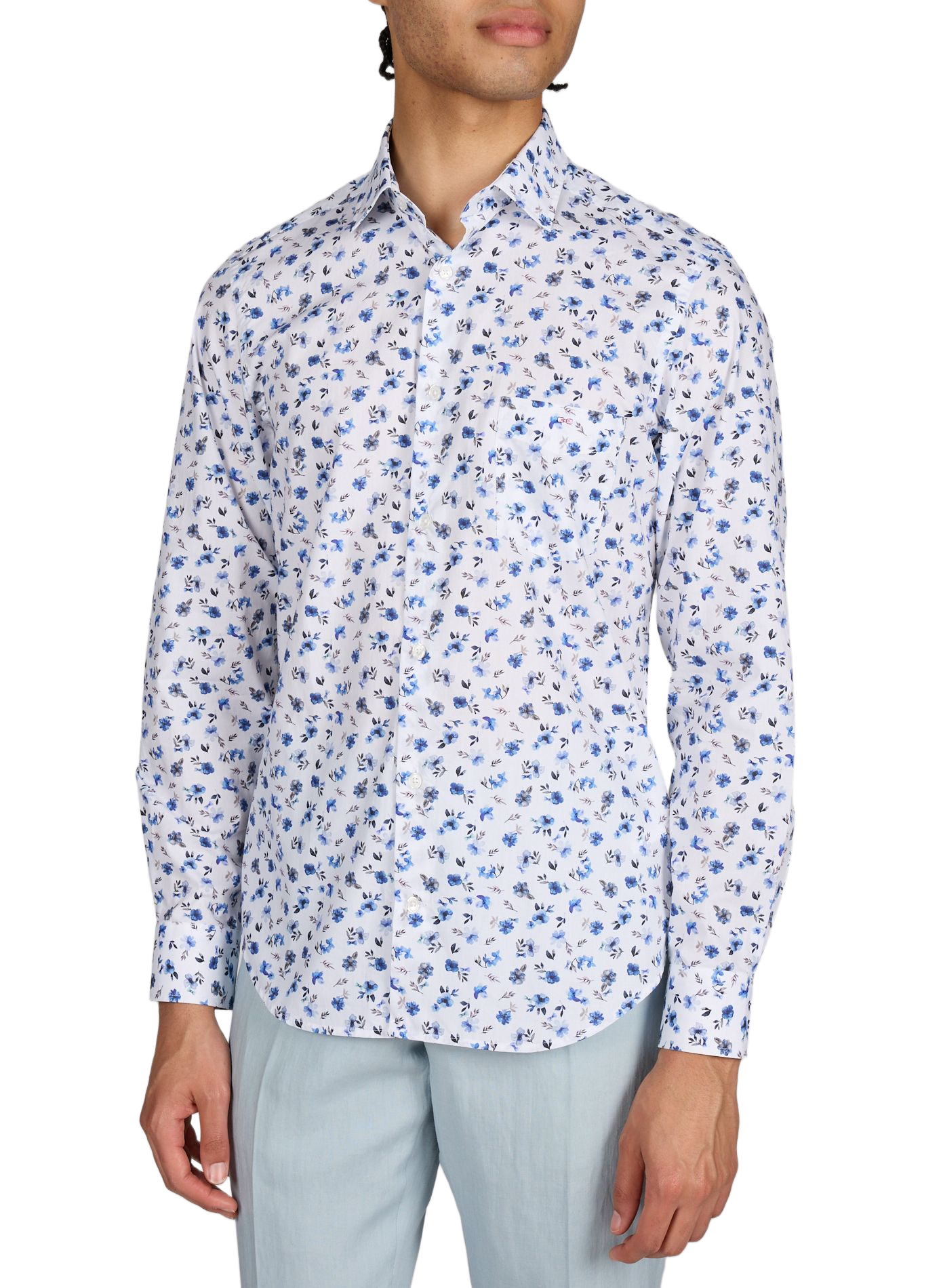 Chemise en popeline de coton imprimé floral  EDEN PARK Bleu