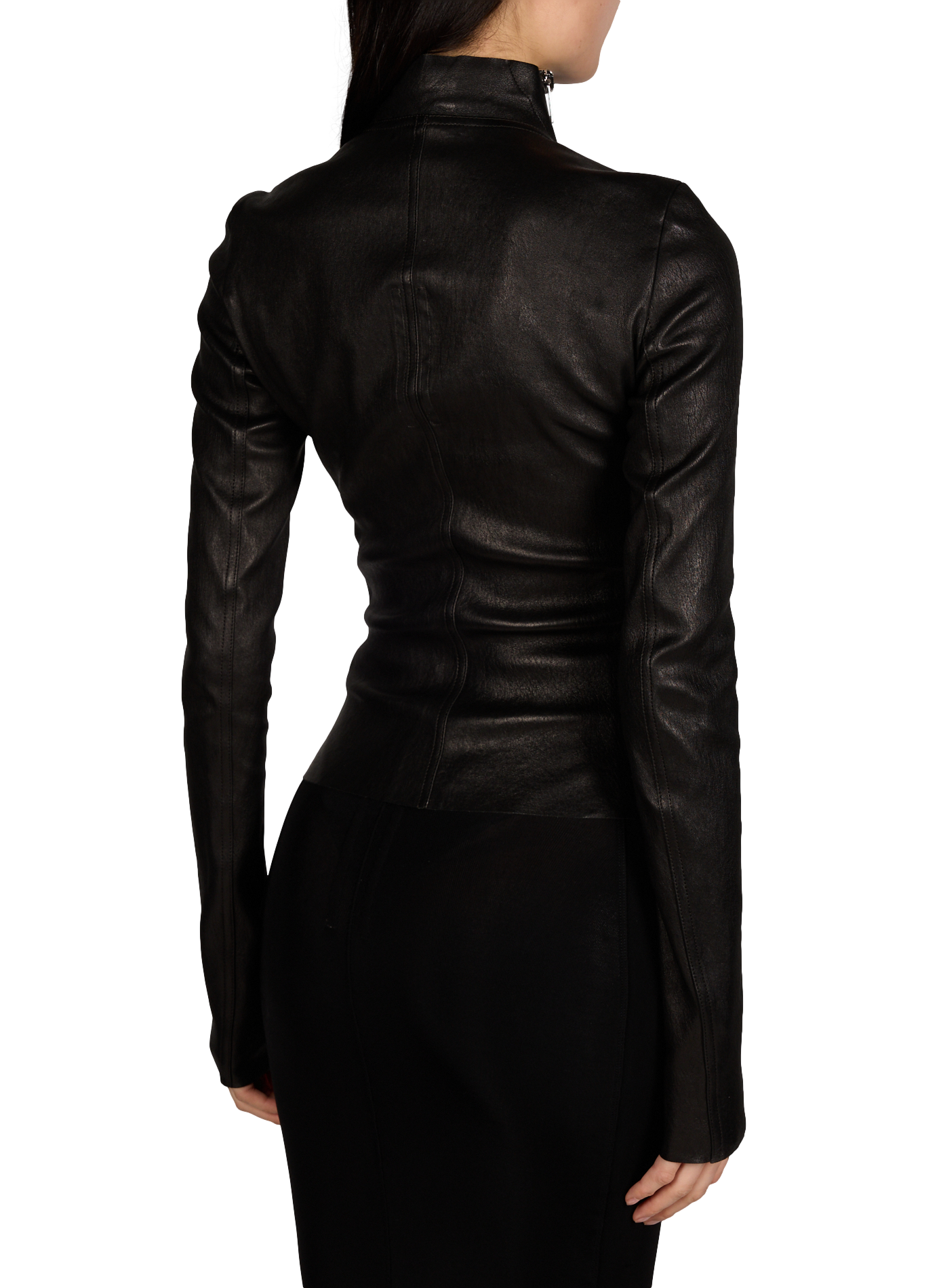 Fitted jacket in mixed leather RICK OWENS Black