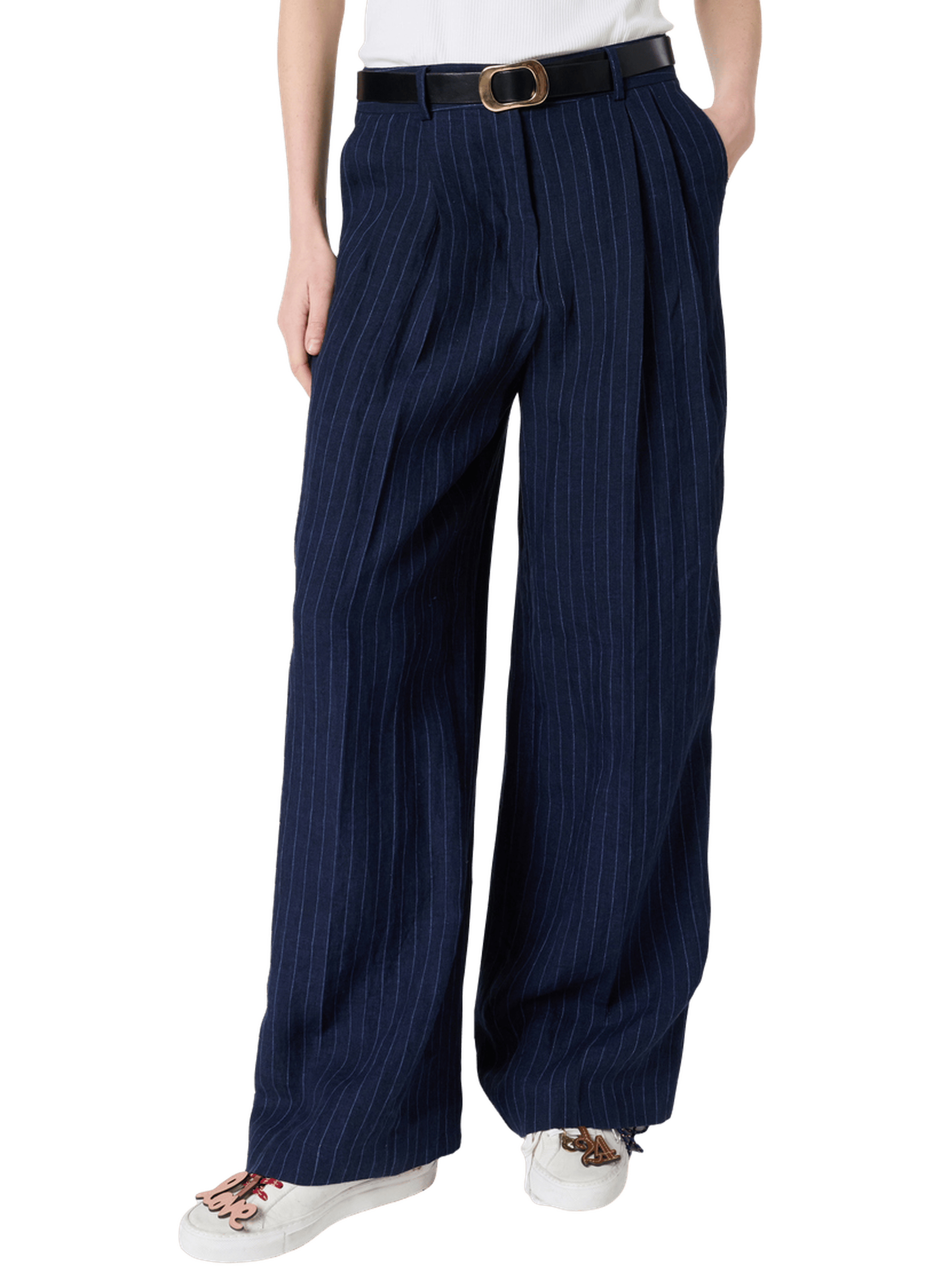 Pantalon large rayé en lin - ayla GERARD DAREL Bleu