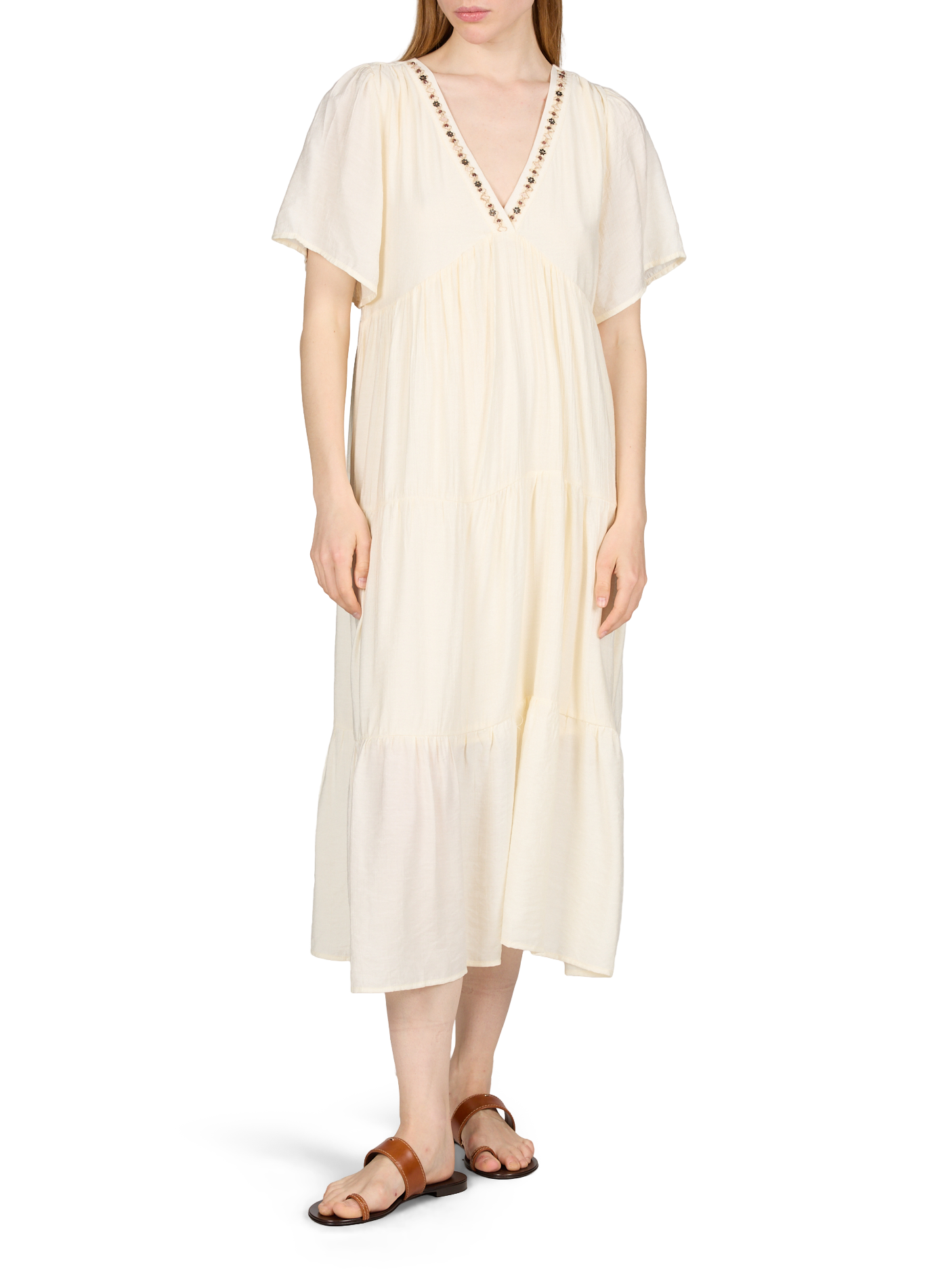 Long floral embroidered Deliane maxi dress ARTLOVE Yellow