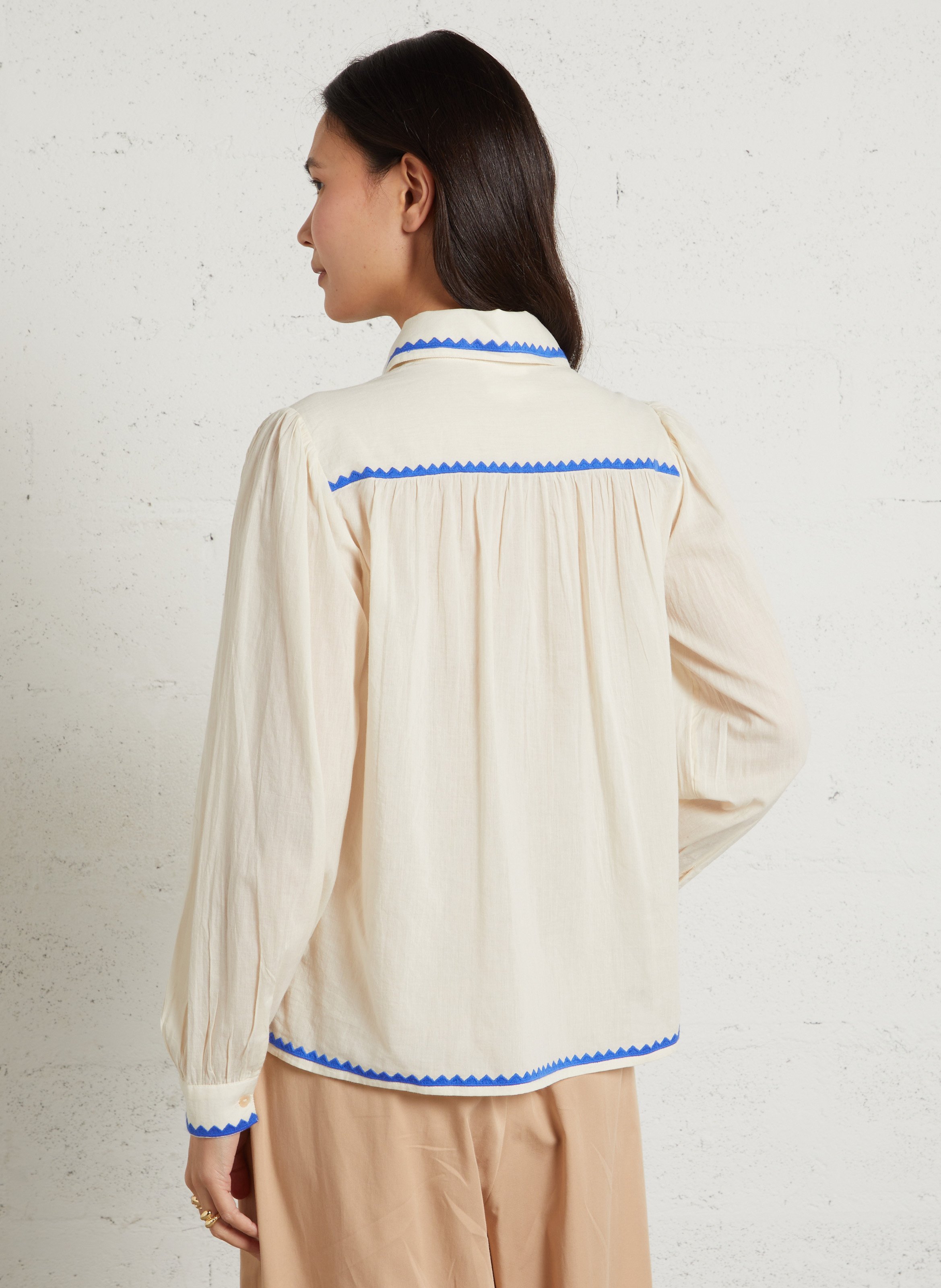 Chemise droite à broderie darius MAISON 123 Beige