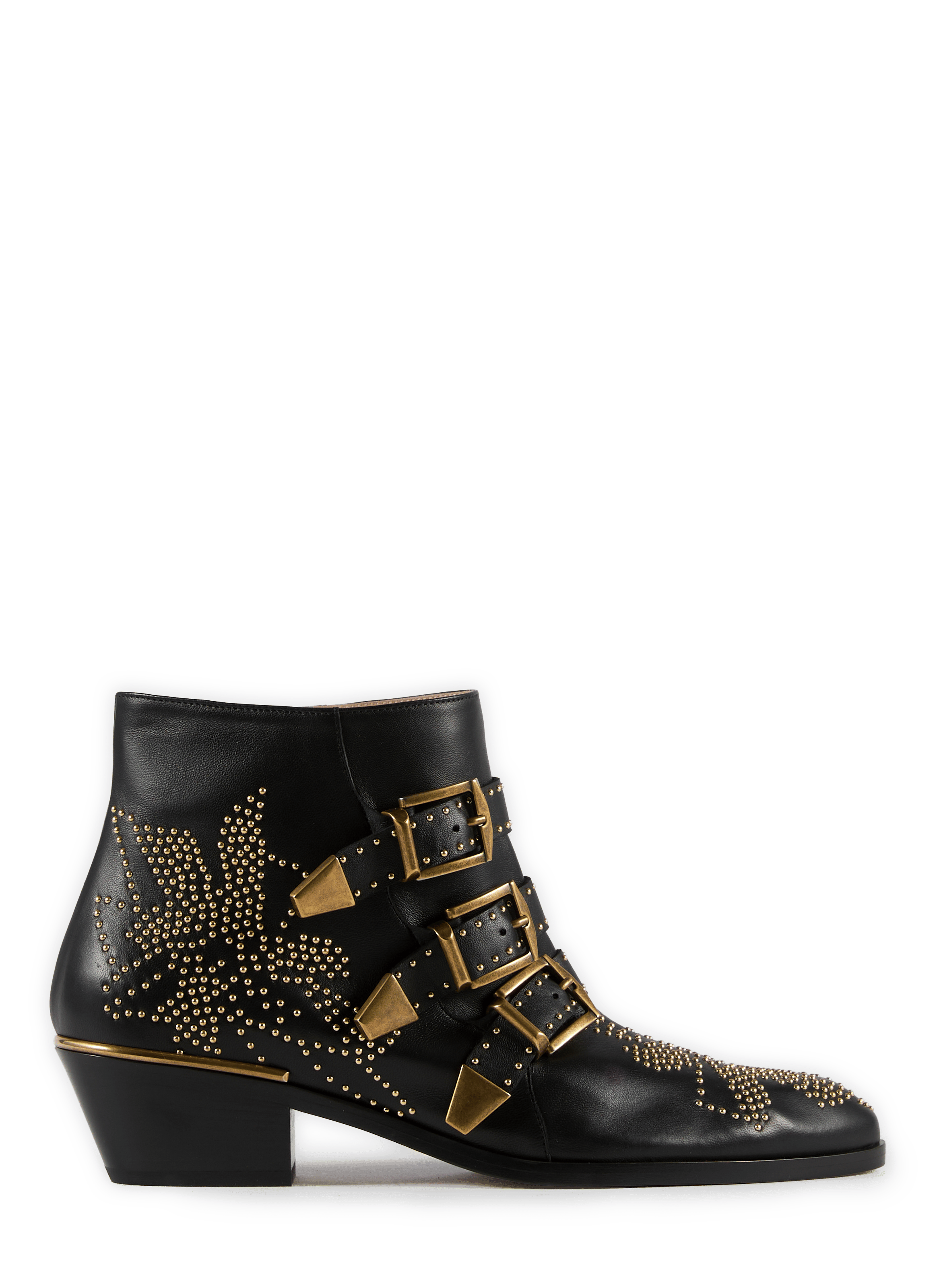 Silver leather ankle boots with silver rhinestones CHLOÉ Black
