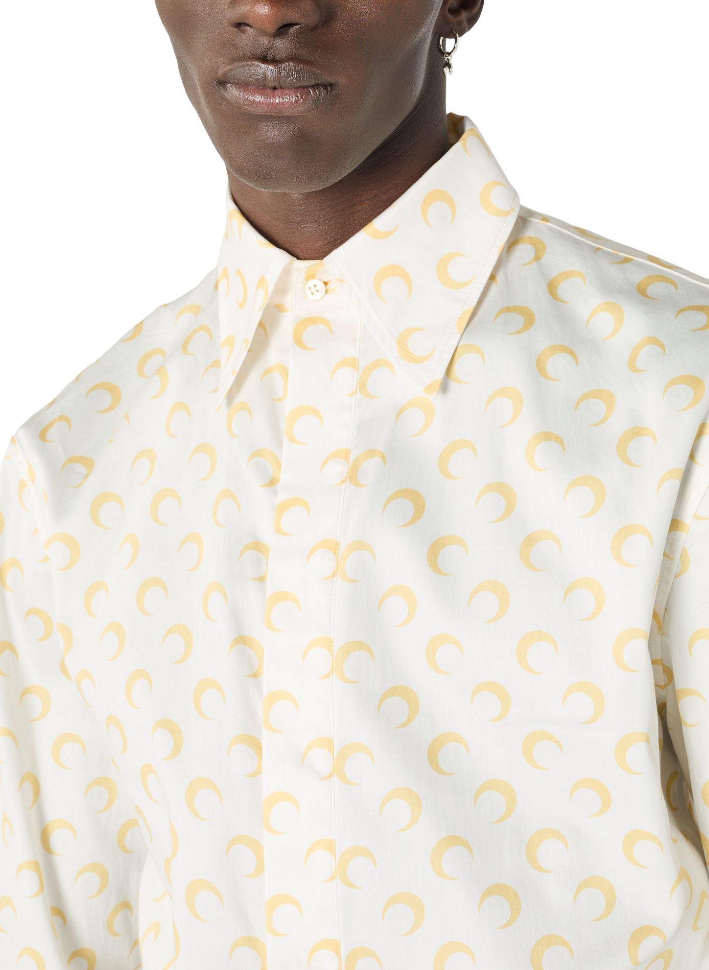 Chemise à manches longues en popeline deadstock imprimé all over moon MARINE SERRE Blanc