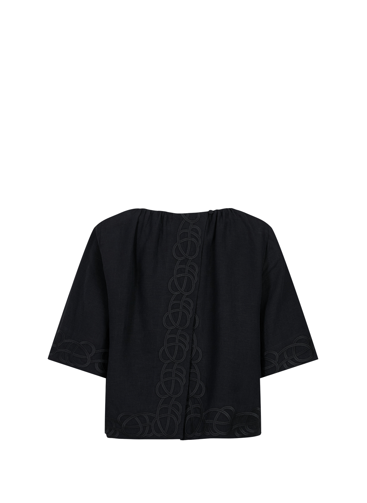 Blouse dos nu à détails brodés en lin BY MALENE BIRGER Noir