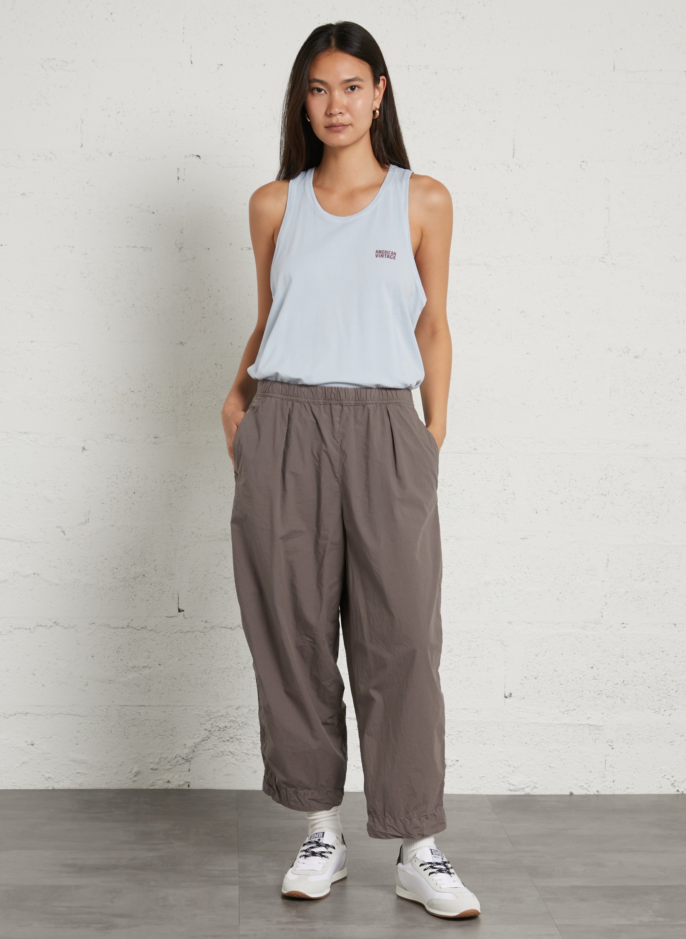 Jogging large taille haute uni bailow | Gris AMERICAN VINTAGE Femme