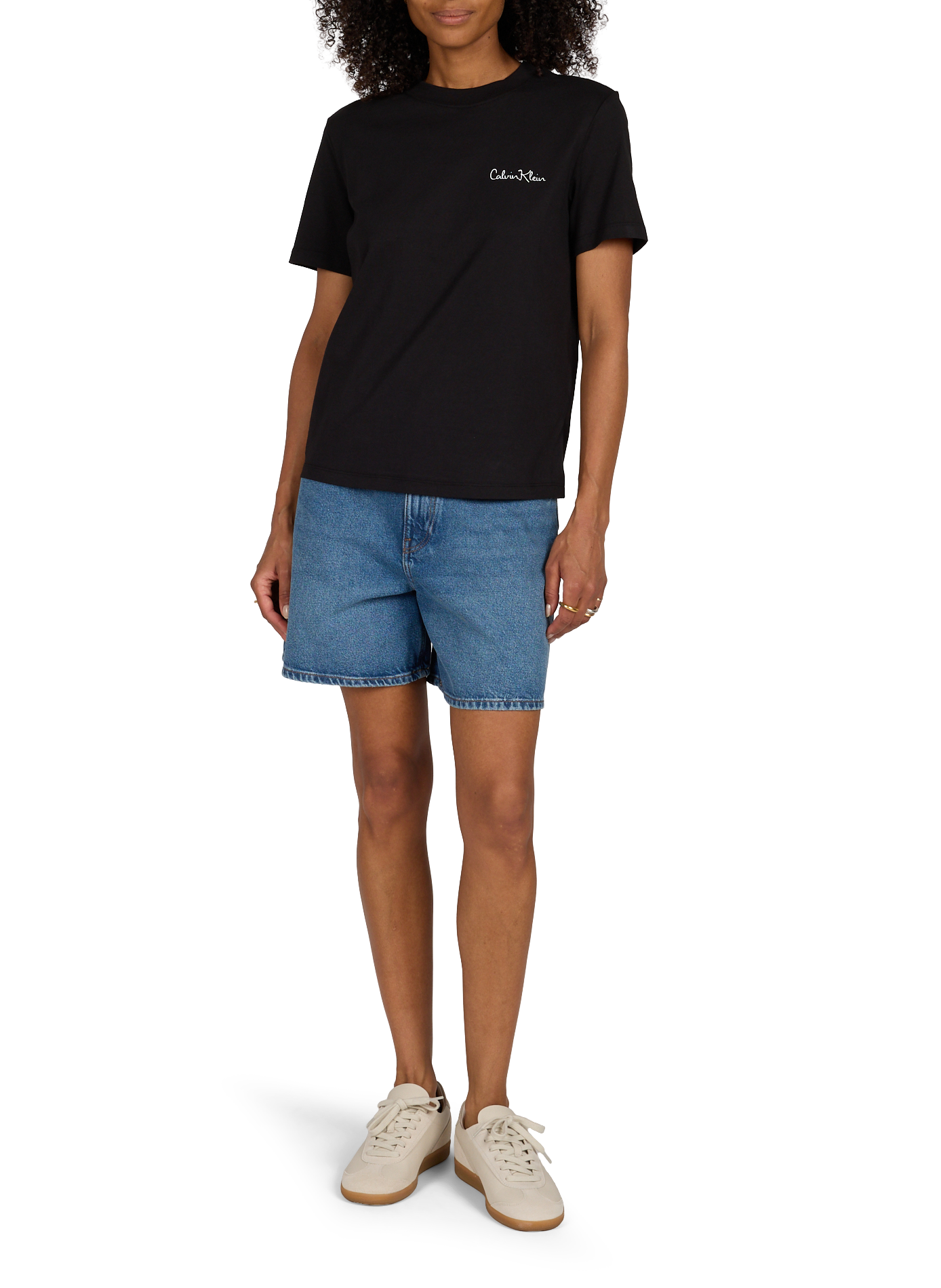 Short droit en denim de coton CALVIN KLEIN Bleu