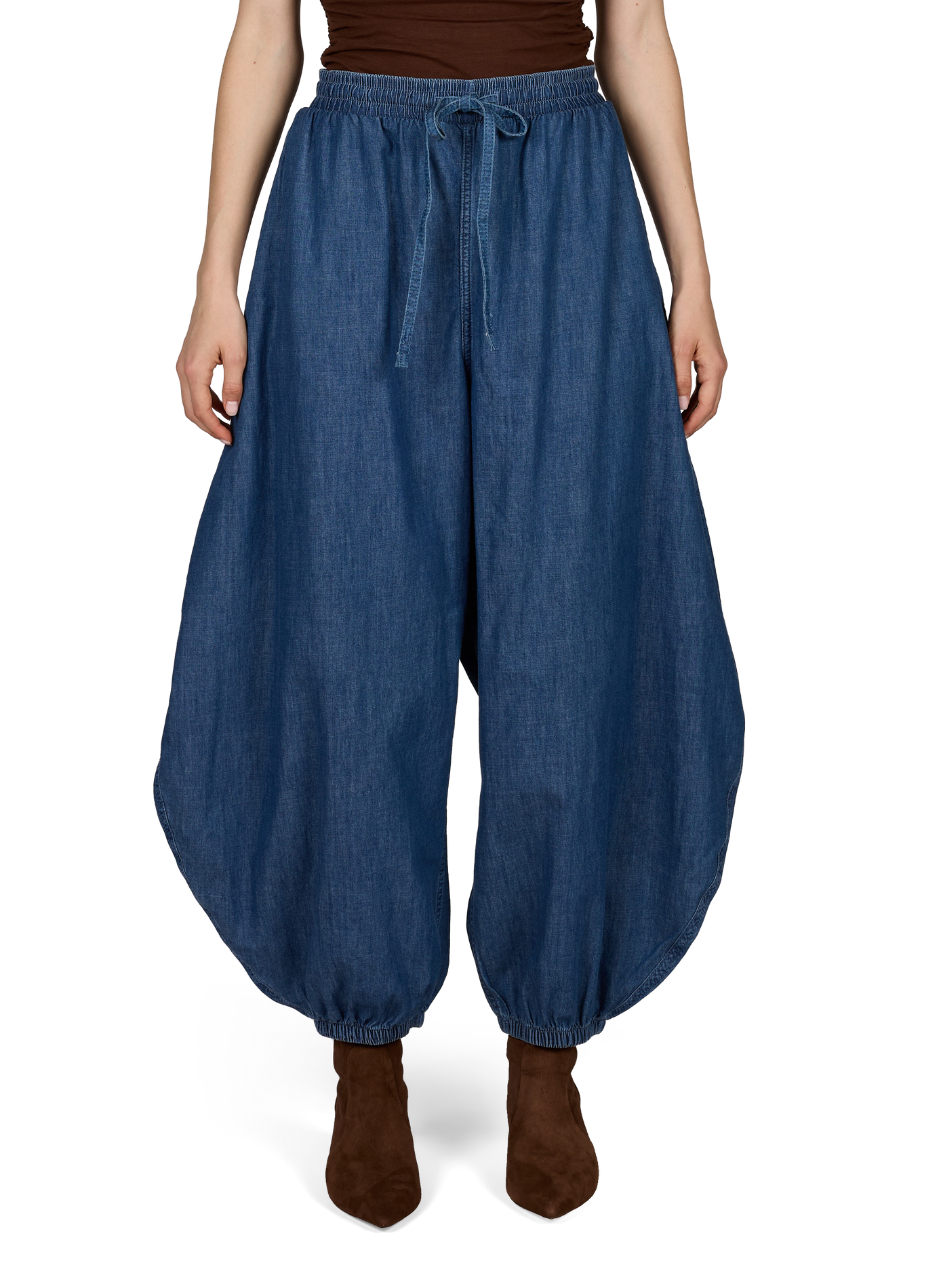 Pantalon boule en coton TOPSHOP Bleu