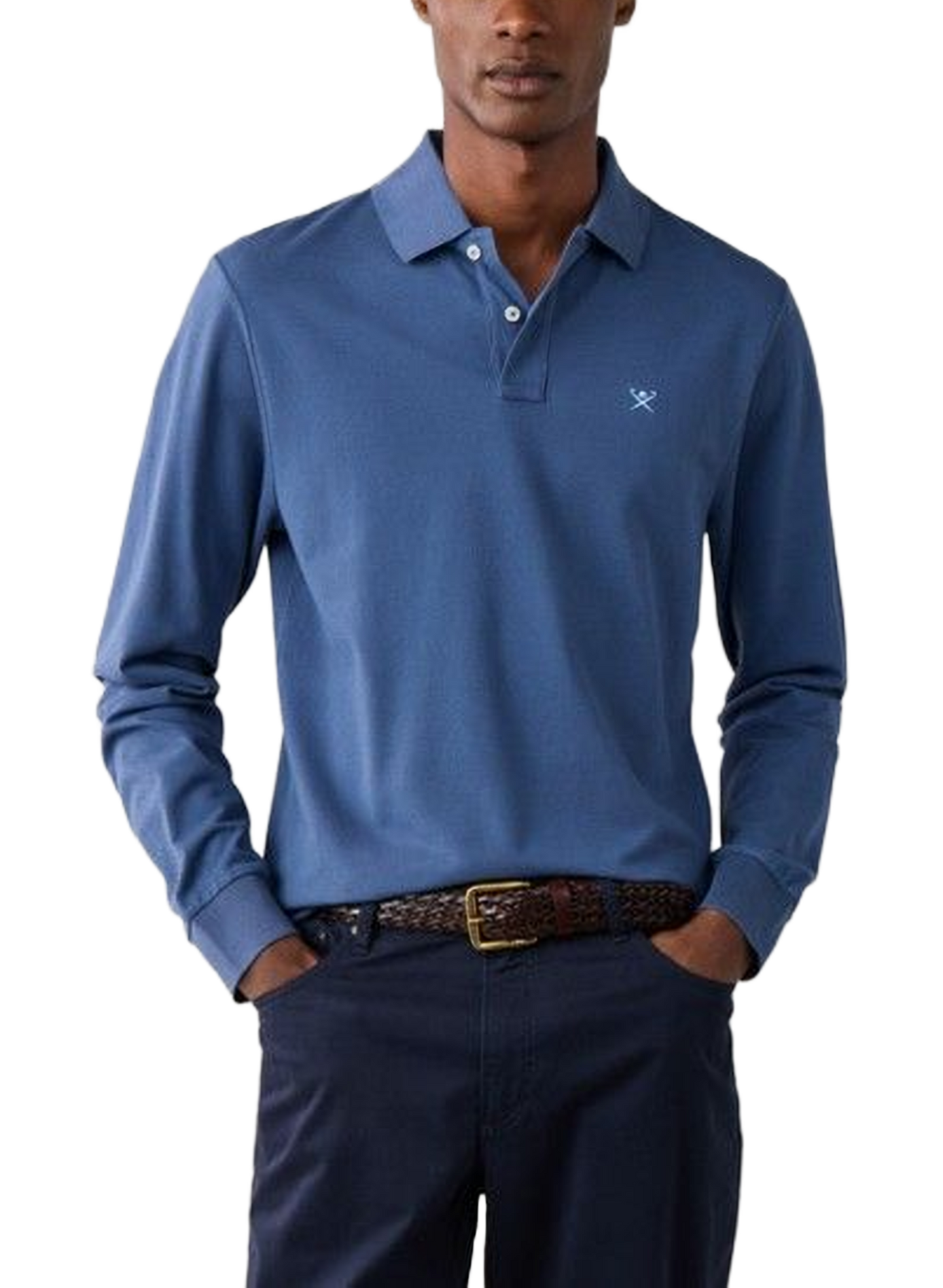 Langarm-Poloshirt aus Baumwollstrick HACKETT Blau