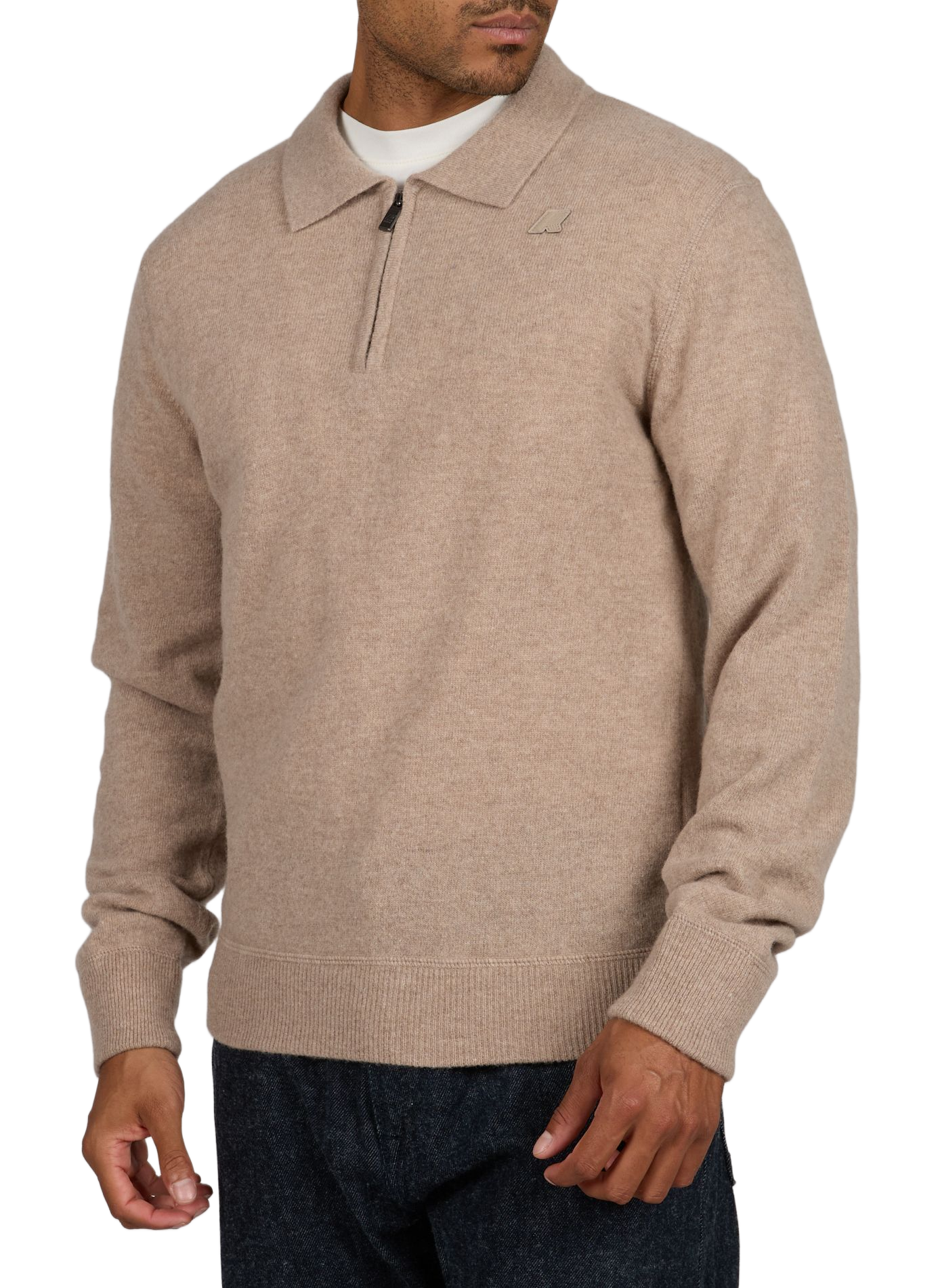 Polo with zippered wool collar K-WAY Beige