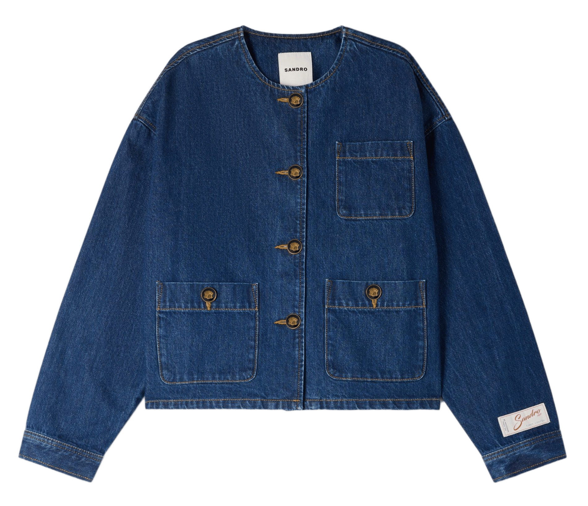 Veste ample boutonnée en denim SANDRO Bleu