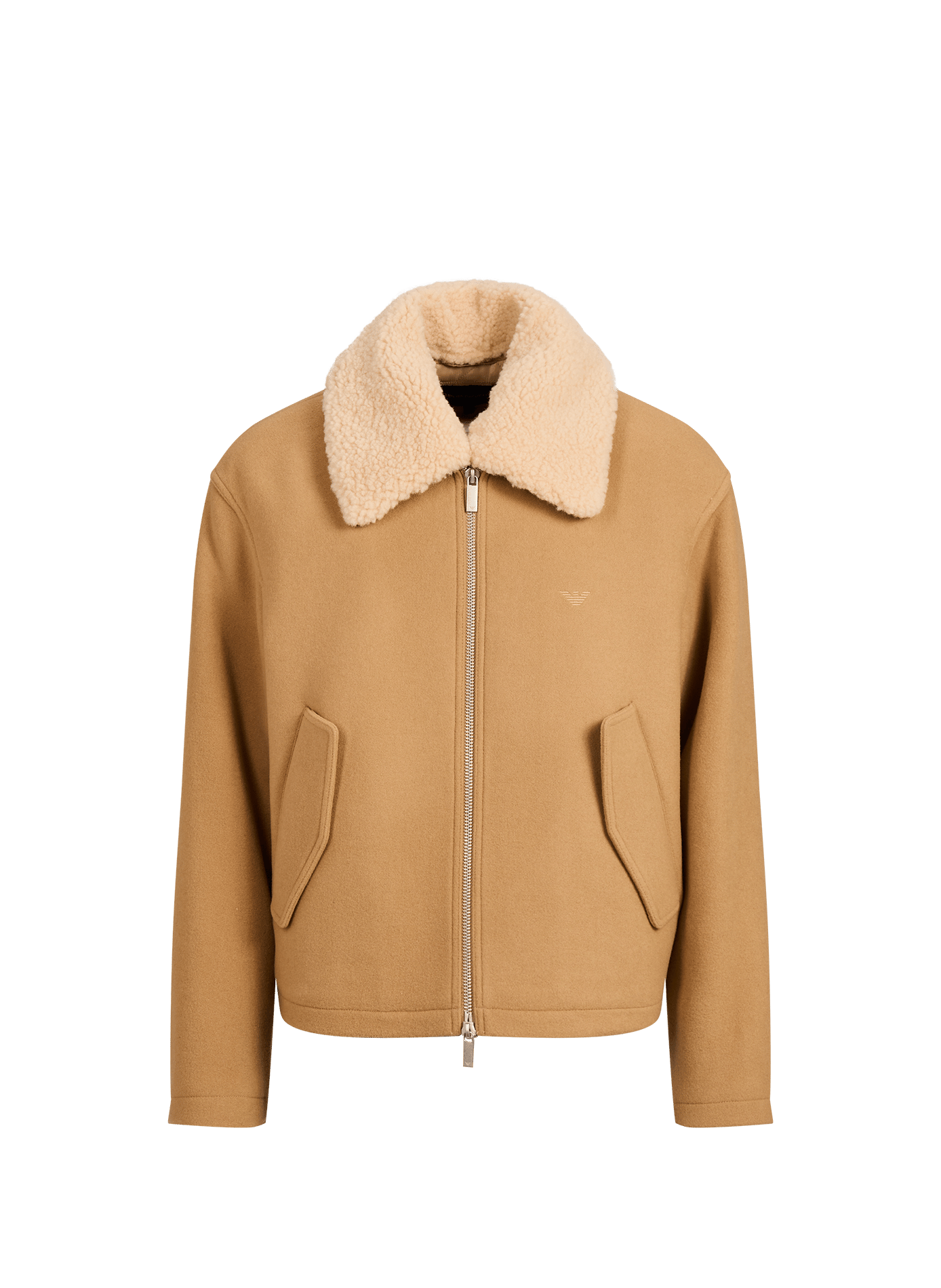 Jacke mit klassischem Kragen aus Wolle EMPORIO ARMANI Beige