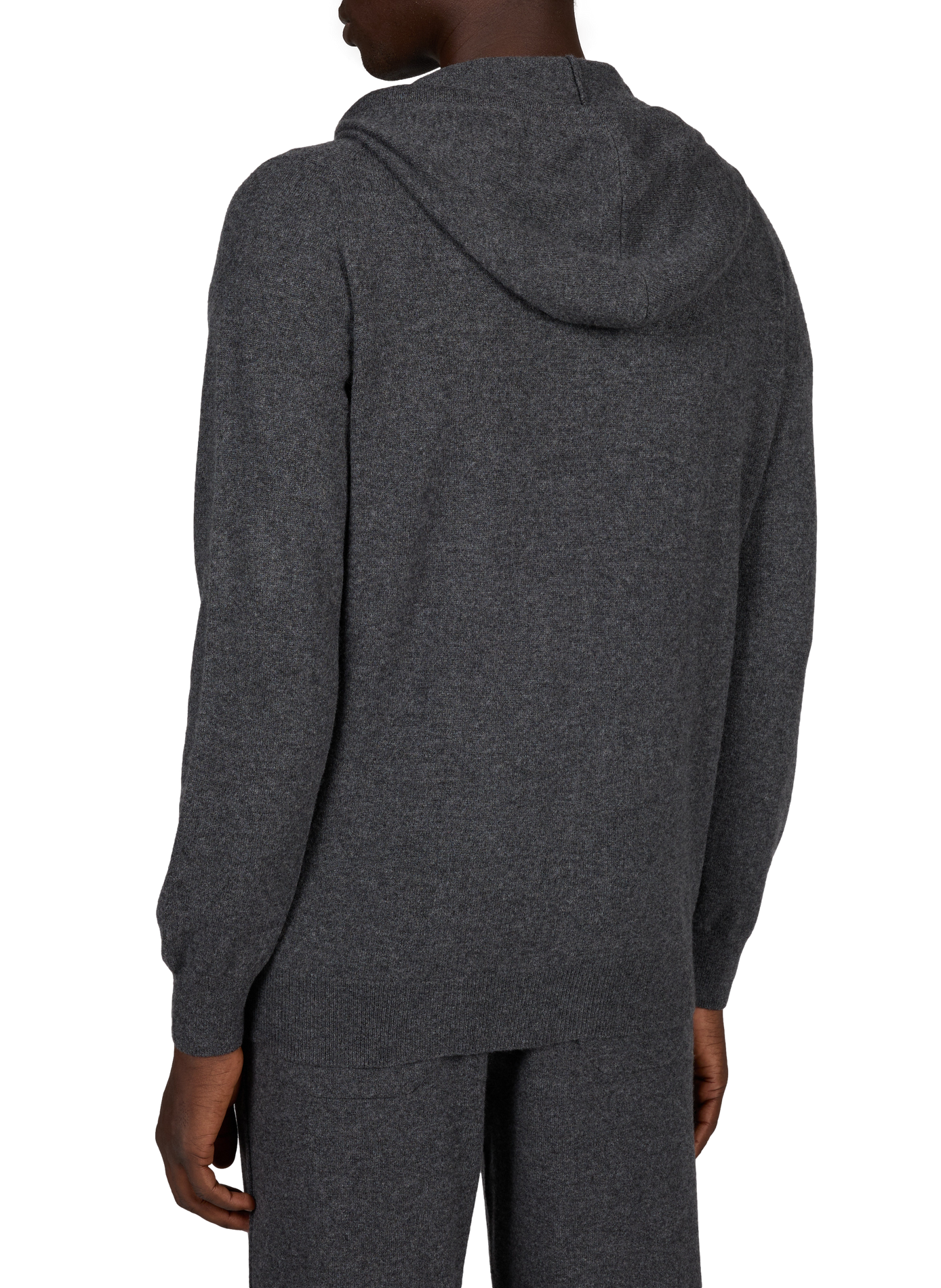 Straight hooded cardigan in fine cashmere knit AURELIEN Grey