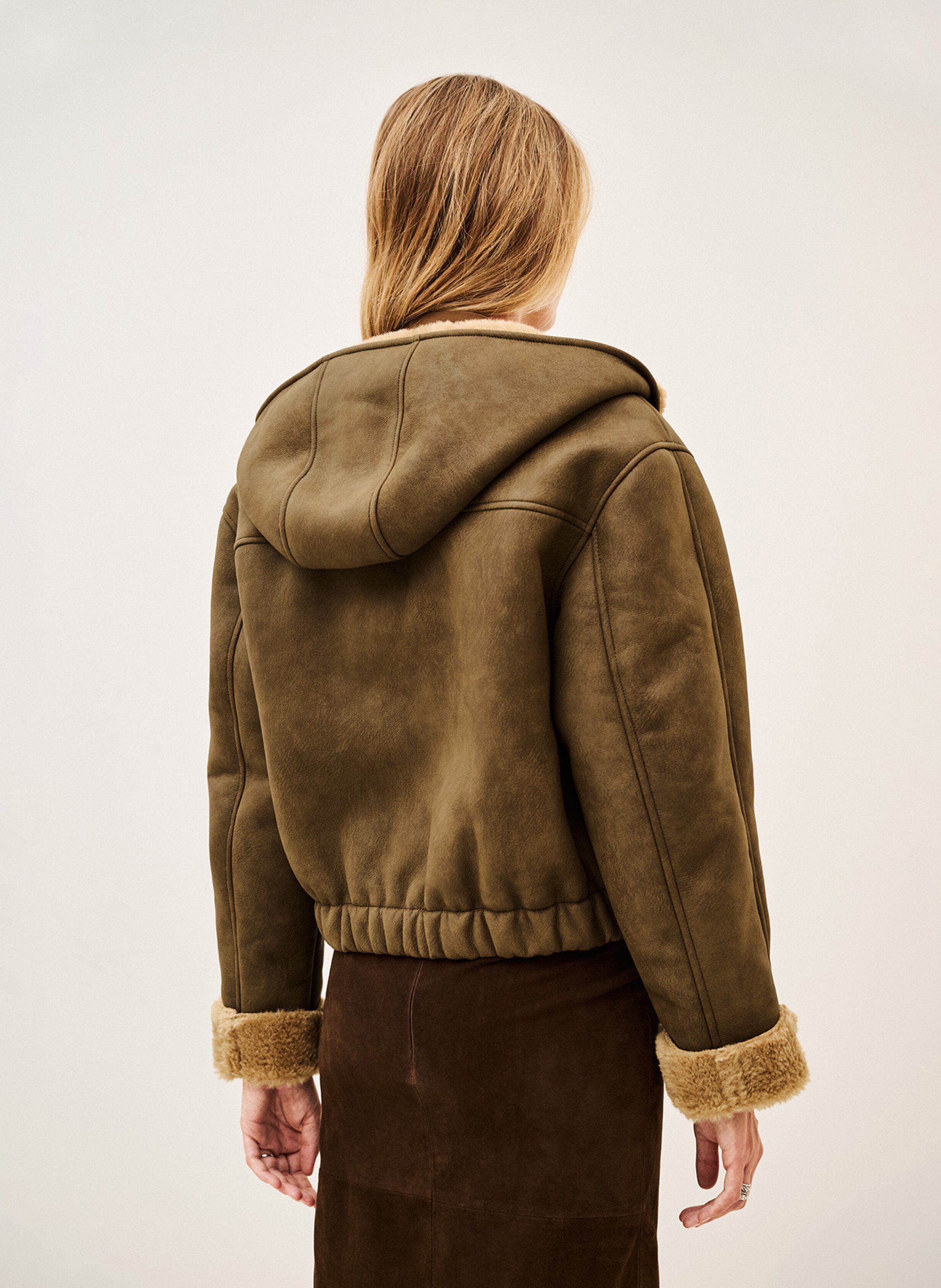 Blouson droit zippé à capuche peli BA&SH Marron
