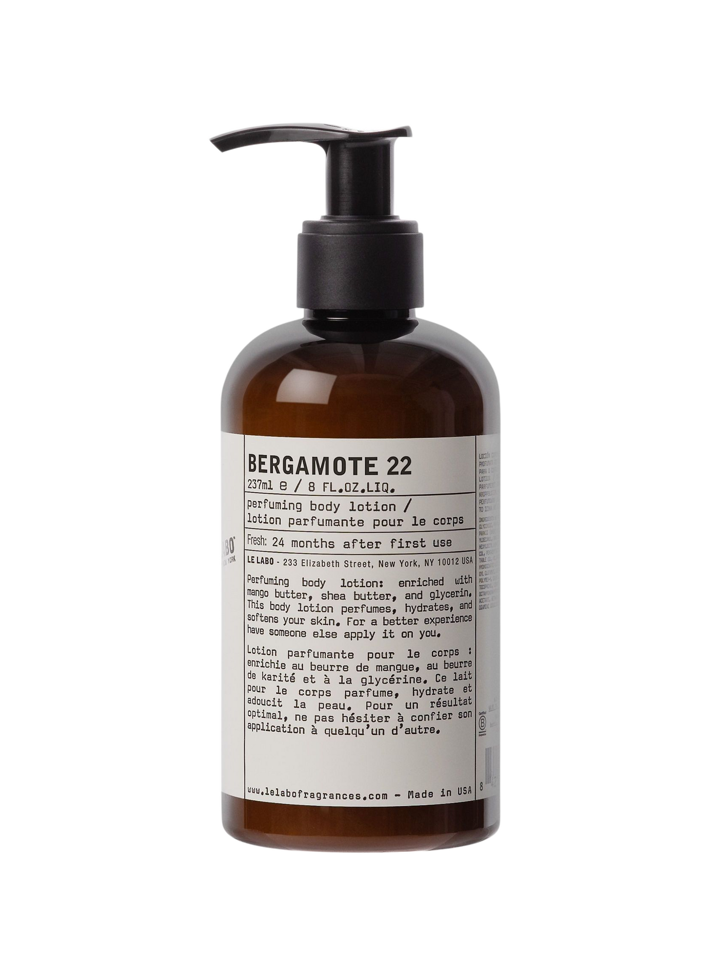Bergamote 22 - Lotion corporelle parfumée LE LABO No color
