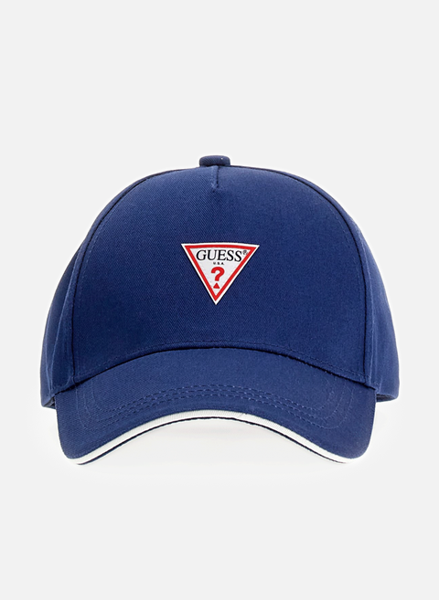 قبعة مع الشعار الأزرق 