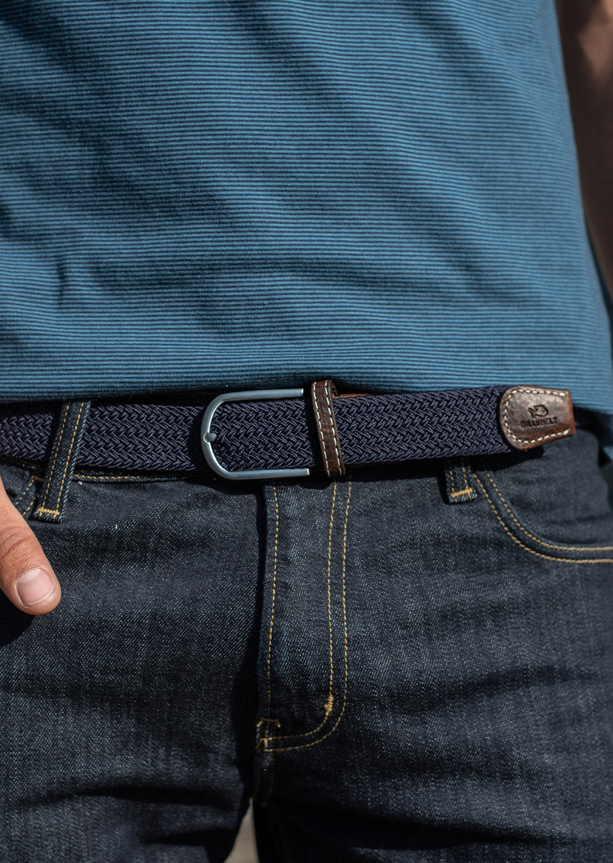 Ceinture tressée élastique unie BILLYBELT Bleu
