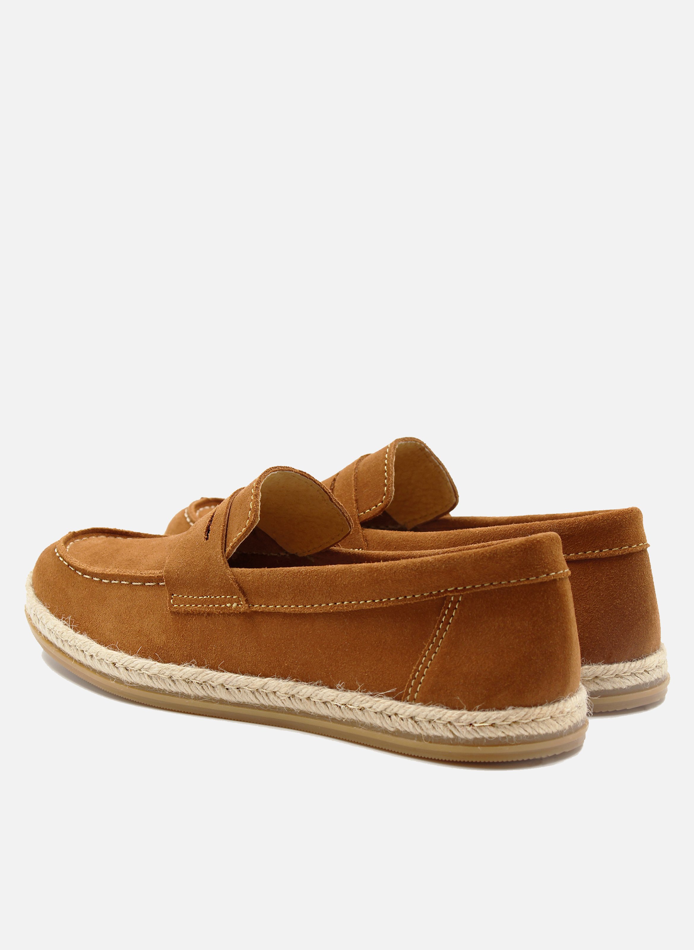 Mocassins espadrille cuir daim JULES & JENN Marron