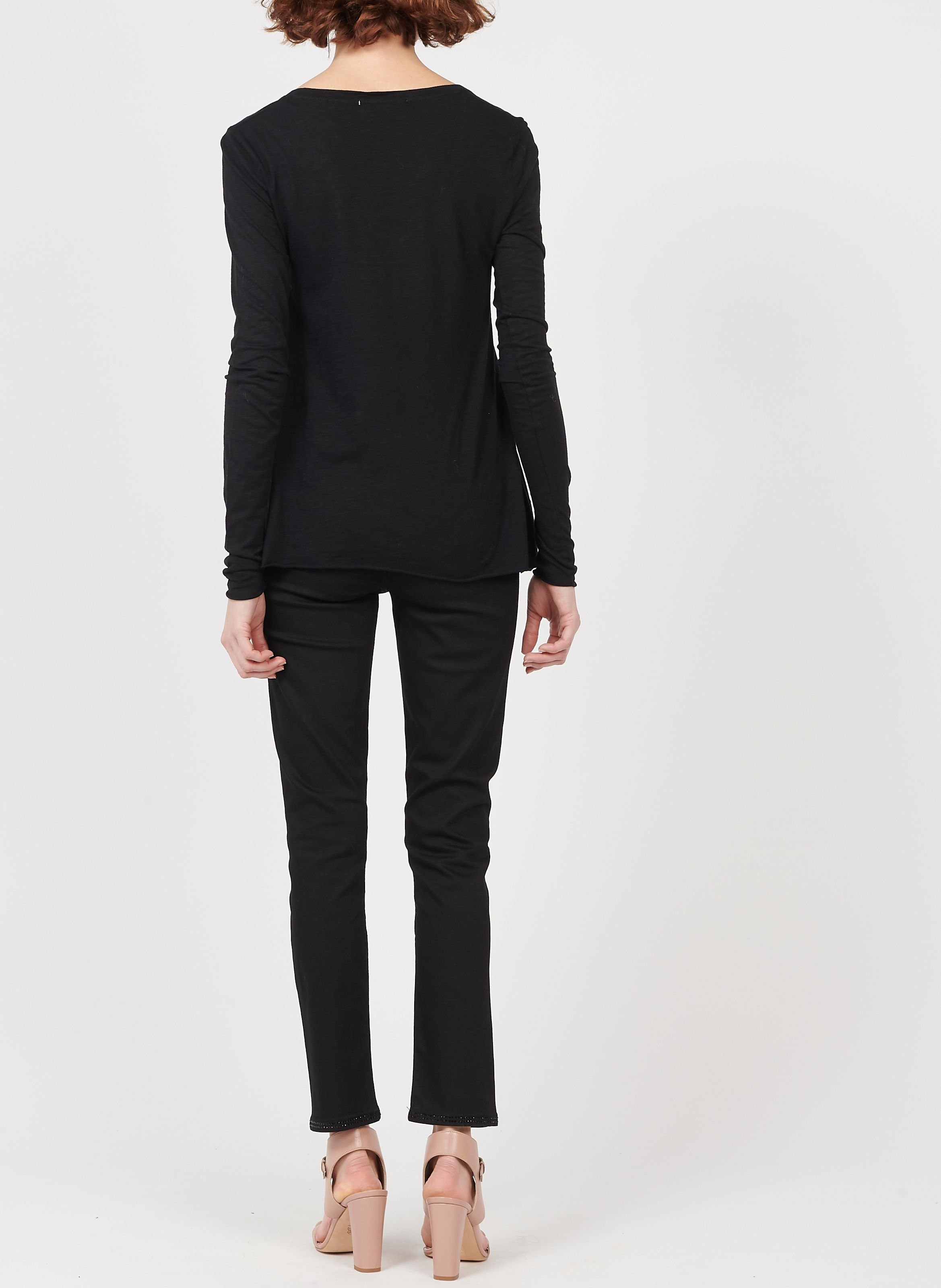 Tee-shirt col v en coton mélangé jacksonville AMERICAN VINTAGE Noir